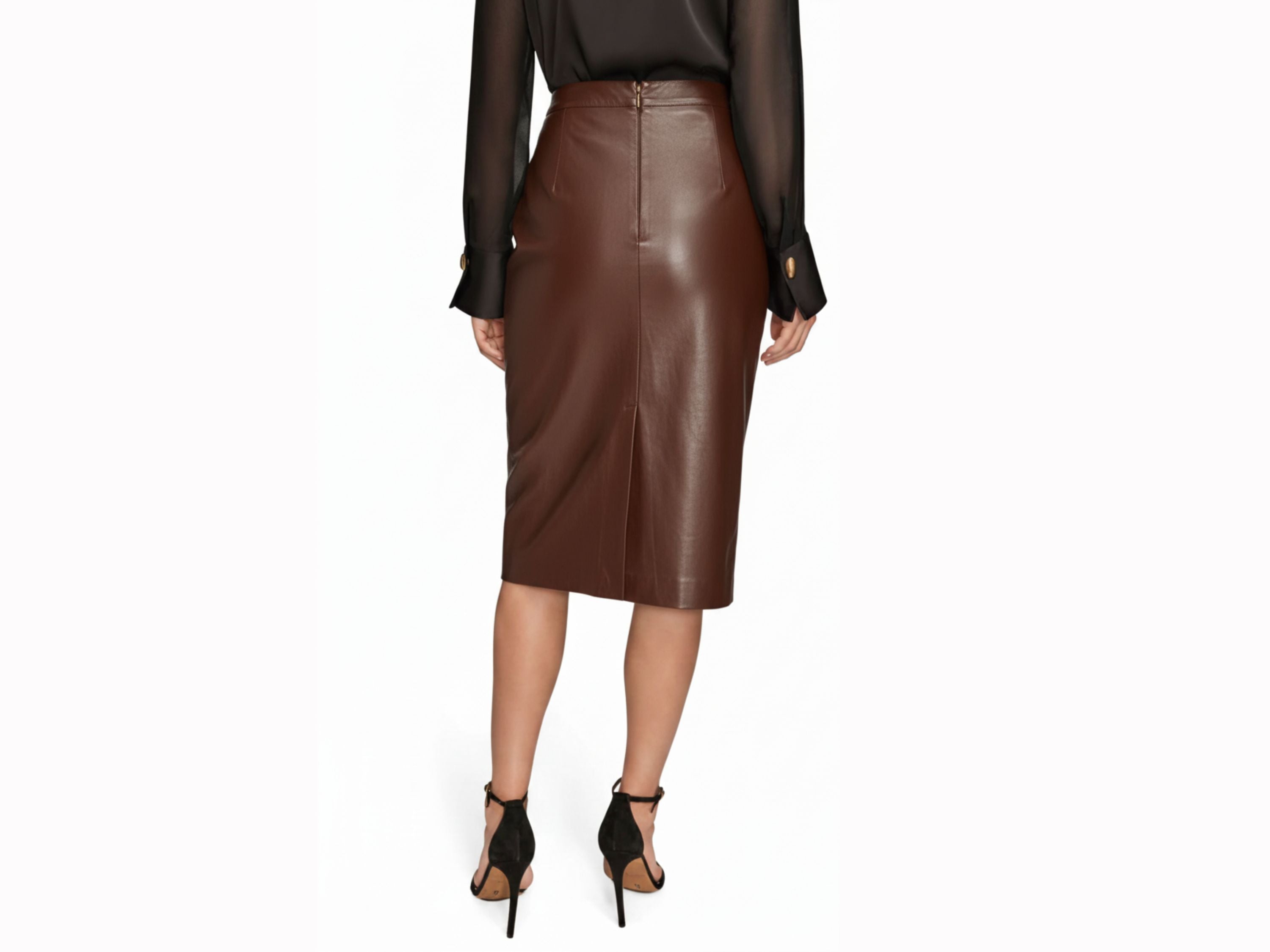 Leather Midi Pencil Skirt – Black & Brown Genuine Leather Skirt, Womens Clothing, anniversary Gift for Her luxury corporate gift