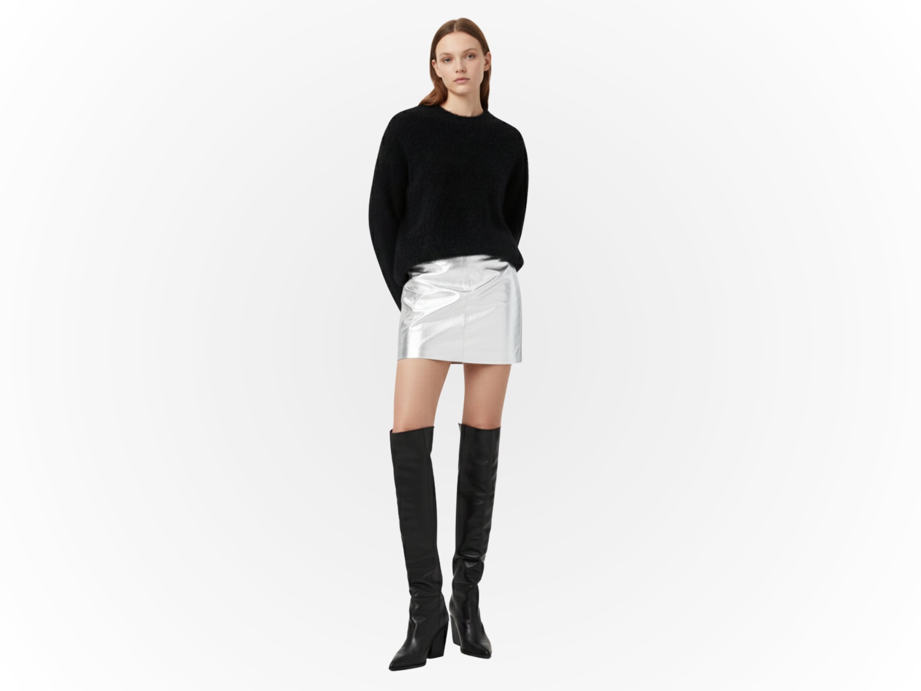 Women’s Mini Skirt Genuine Leather – Soft Nappa, Handmade Black, Silver & Burgundy Skirt | Slim Fit Party Dress | Real Leather Gift for Her