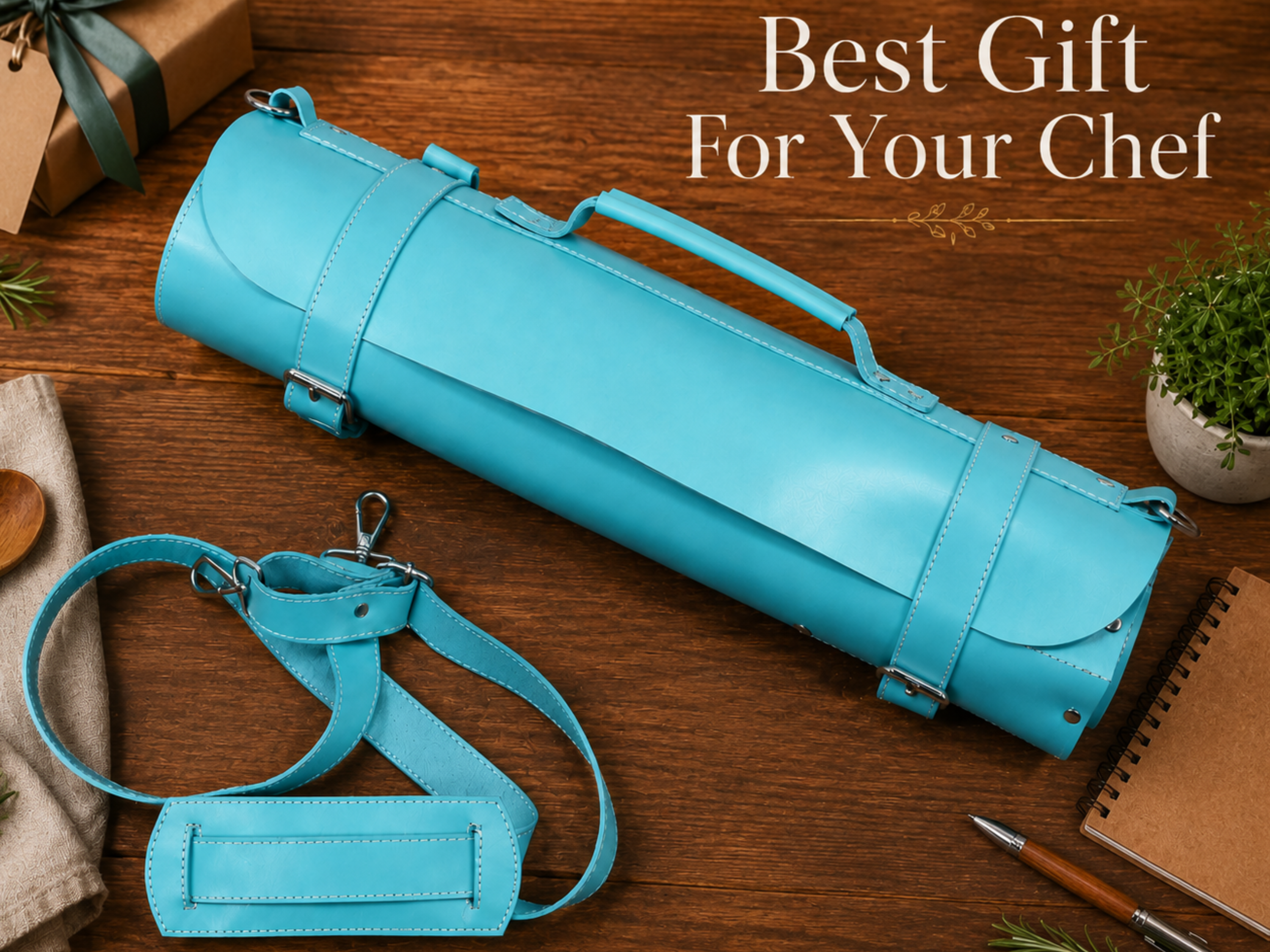 Personalized leather knife roll 16 slots of portable kitchen tool organizer graduation gift gifts for chef knife travel and storage bag