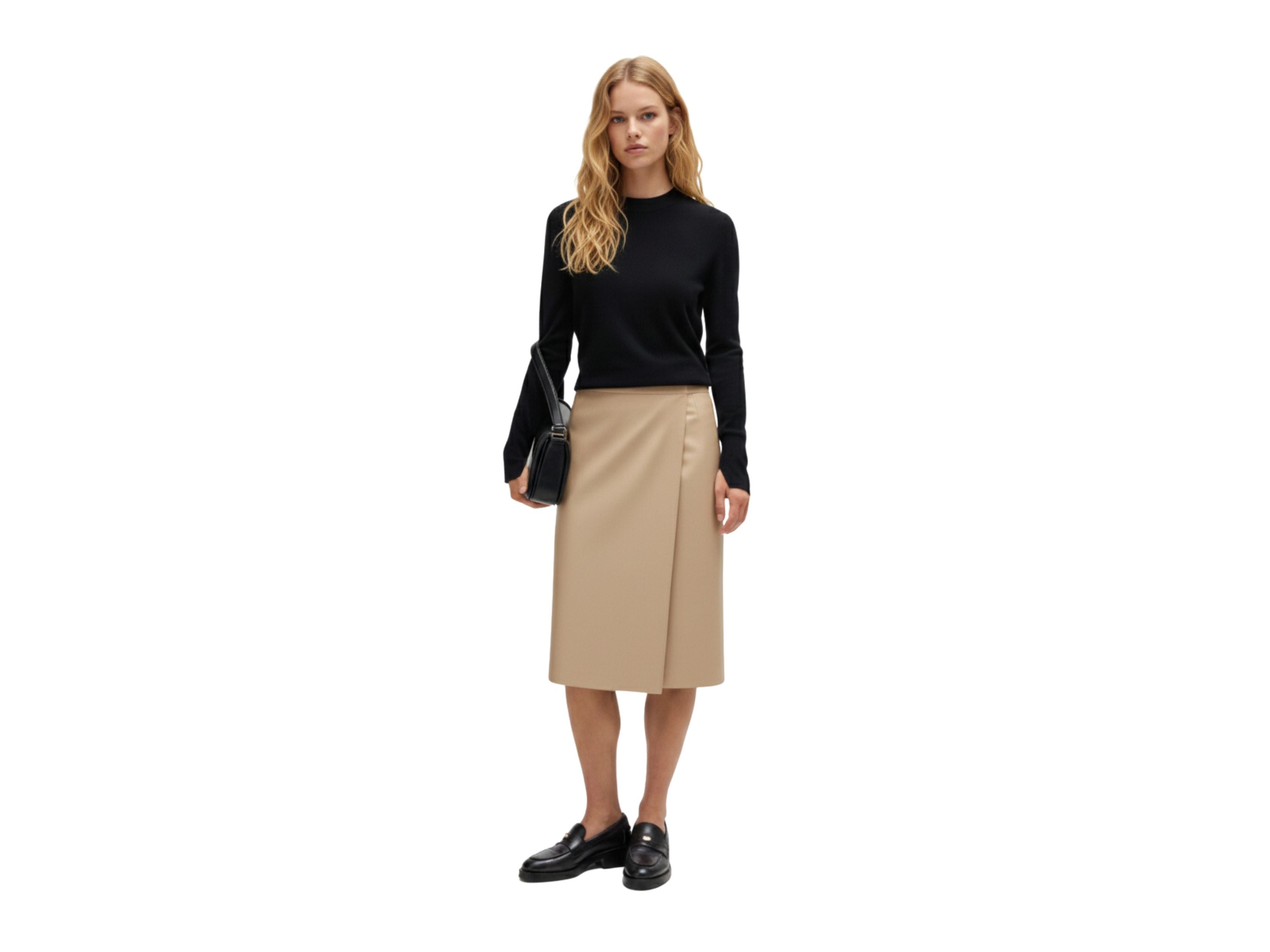 Leather Wrap Skirt Midi style Black, Beige & Burgundy Lamb skin Leather Skirt, Womens Clothing, Christmas Gift luxury corporate gift