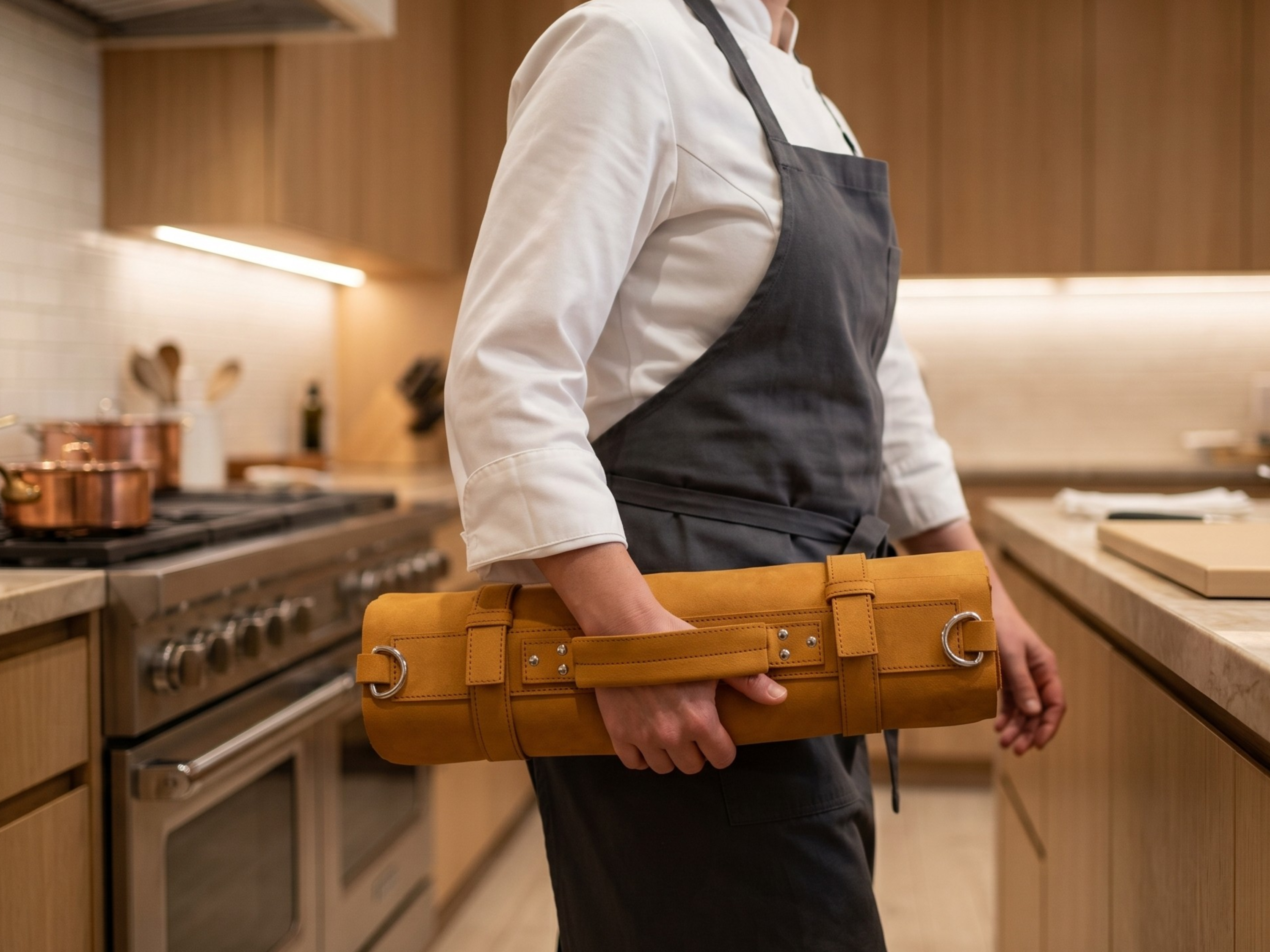Premium real leather chef knife roll 16 slots of portable wrap holder knife travel and storage bag kitchenware birthday gifts for him