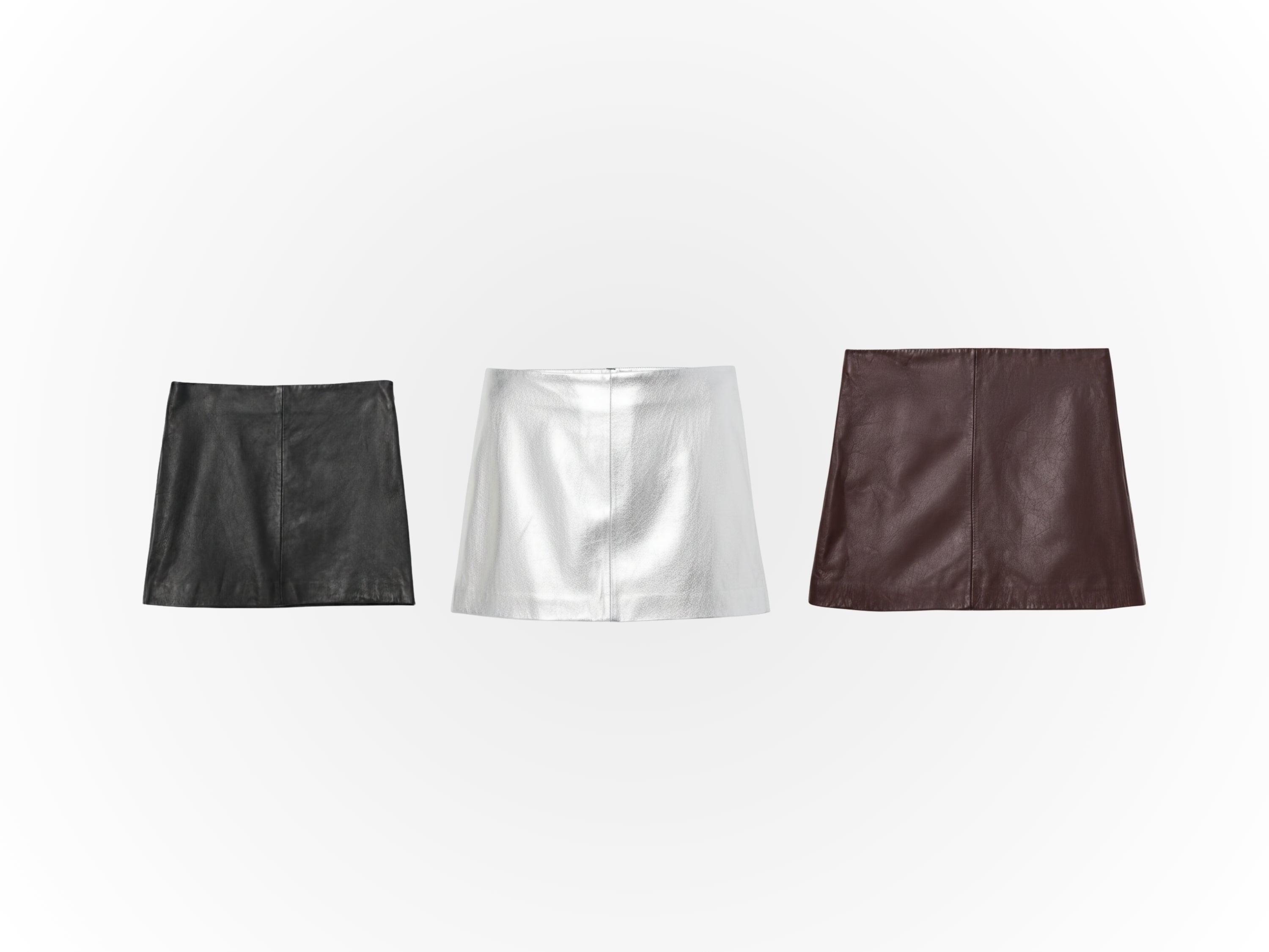 Women’s Mini Skirt Genuine Leather – Soft Nappa, Handmade Black, Silver & Burgundy Skirt | Slim Fit Party Dress | Real Leather Gift for Her