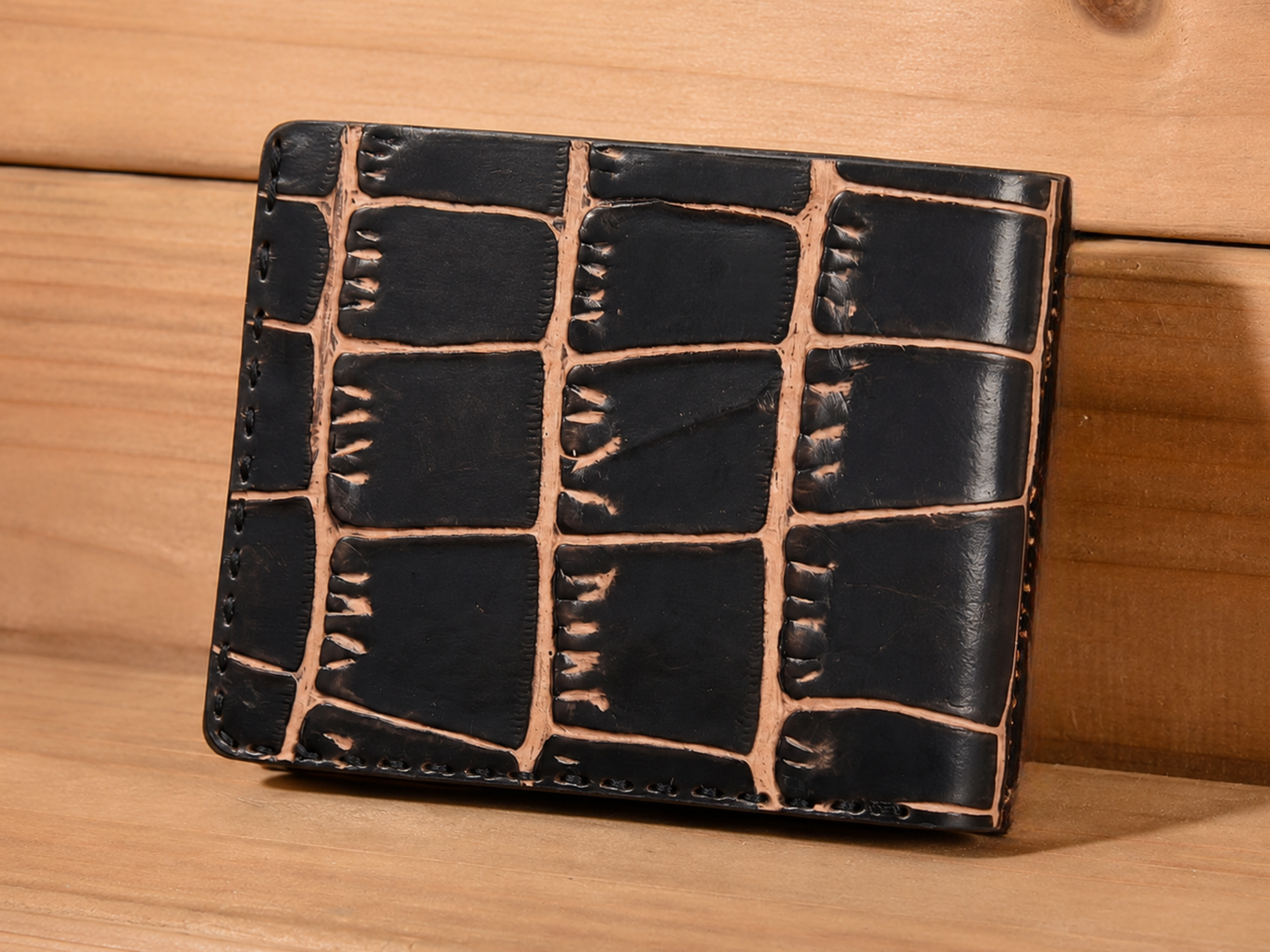 Handmade crocodile Leather Bifold Wallet for men's bifold slim card holder with money clips exotic wallets fathers day gifts for him