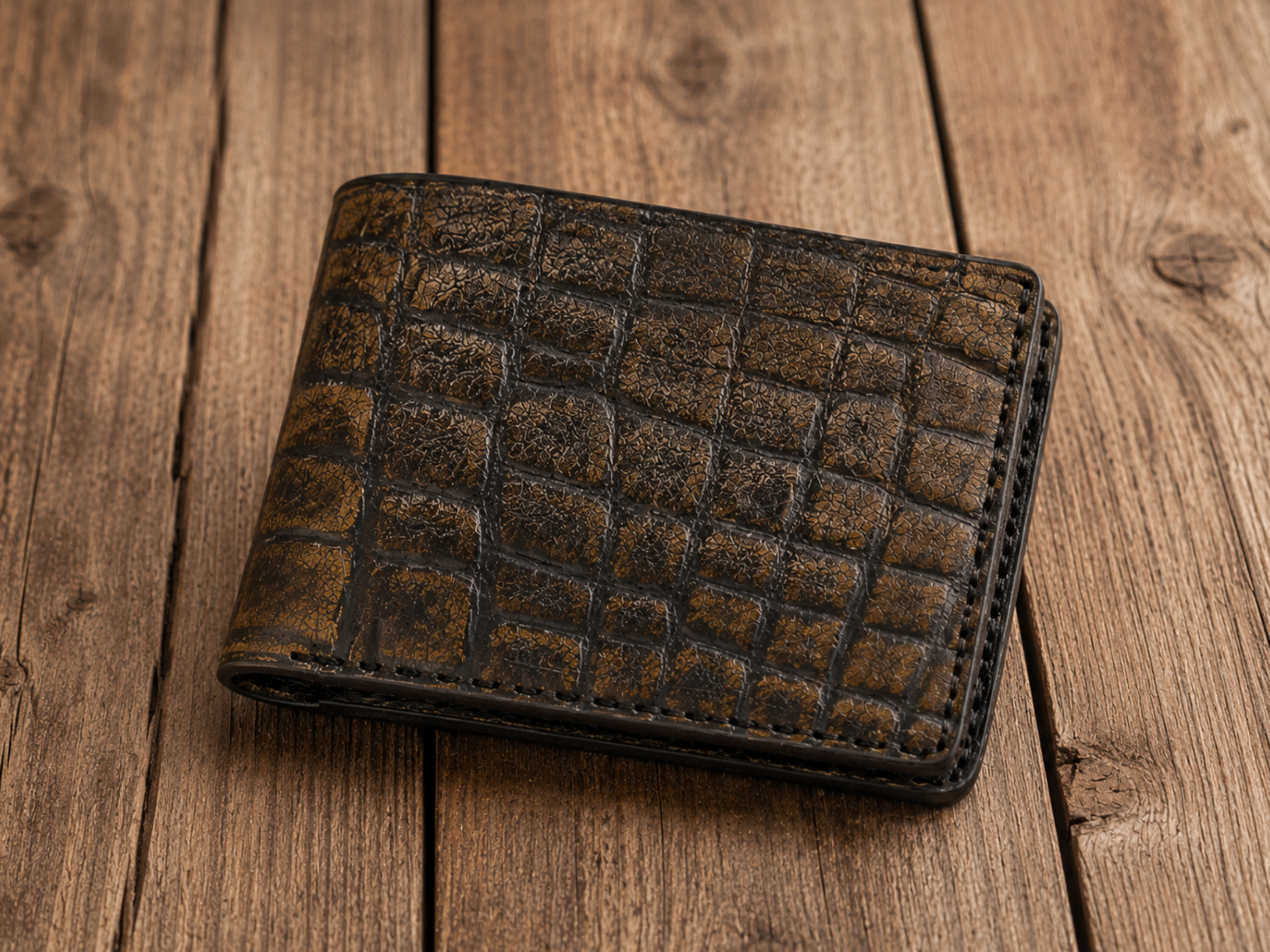 Customized handmade crocodile leather wallet for mens boyfriend gift bifold slim card holder engraved wallets birthday gifts for him