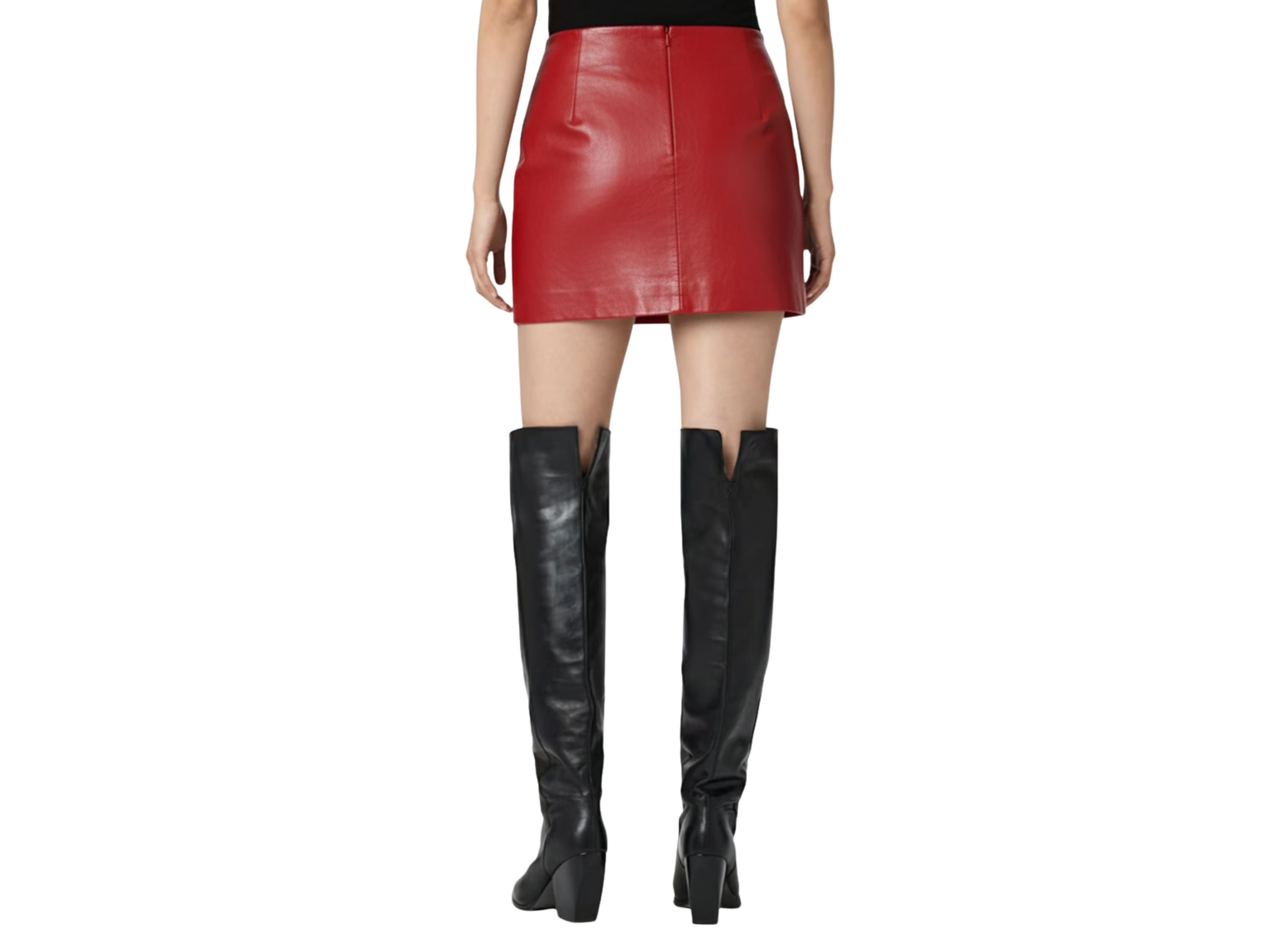 Leather Skirt Silver Studded Style | Black, Red & Burgundy Lambskin Mini Skirt | Women’s Luxury Fall Fashion & Christmas Gift by Eighty Seven Groups