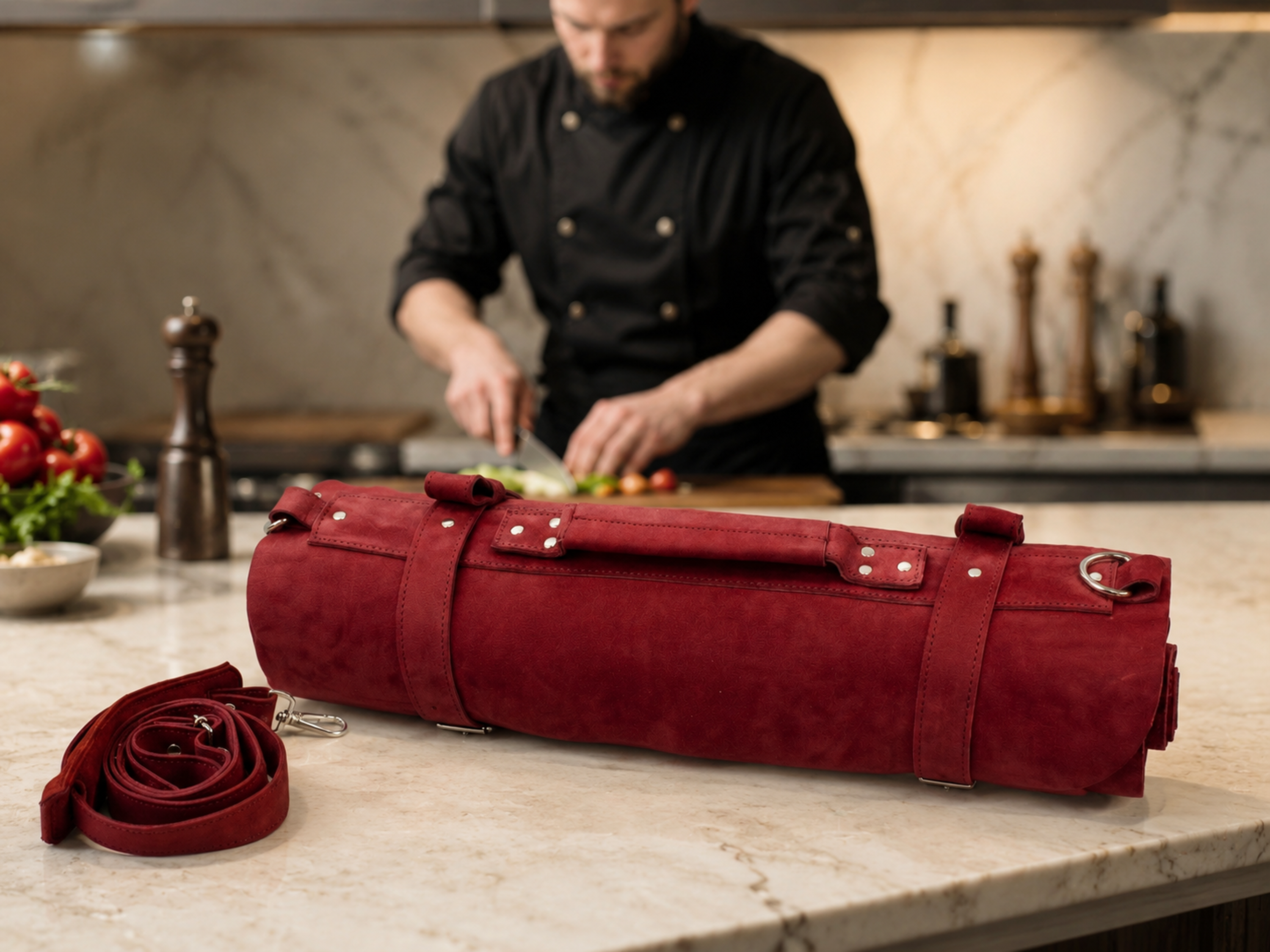 Personalized genuine leather knife roll 16 slots of portable cutlery knives bag wrap holder kitchen storage accessories gifts for chef