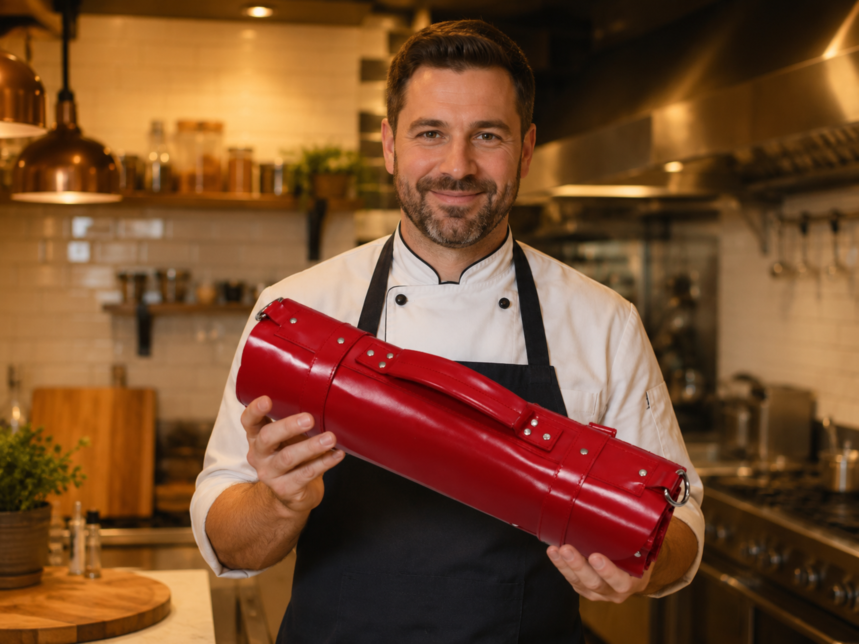 Genuine leather chef knife roll 16 slots of portable kitchen organizer knife travel and storage bag graduation gift gifts for him