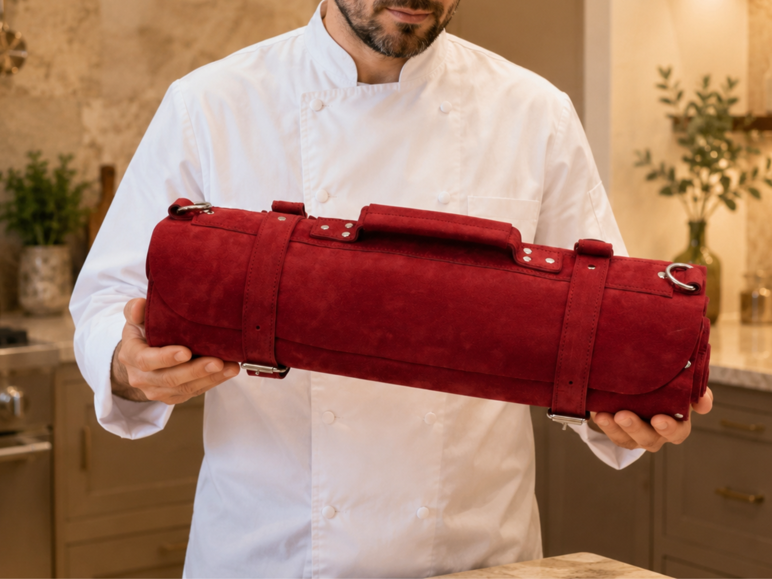 Personalized genuine leather knife roll 16 slots of portable cutlery knives bag wrap holder kitchen storage accessories gifts for chef
