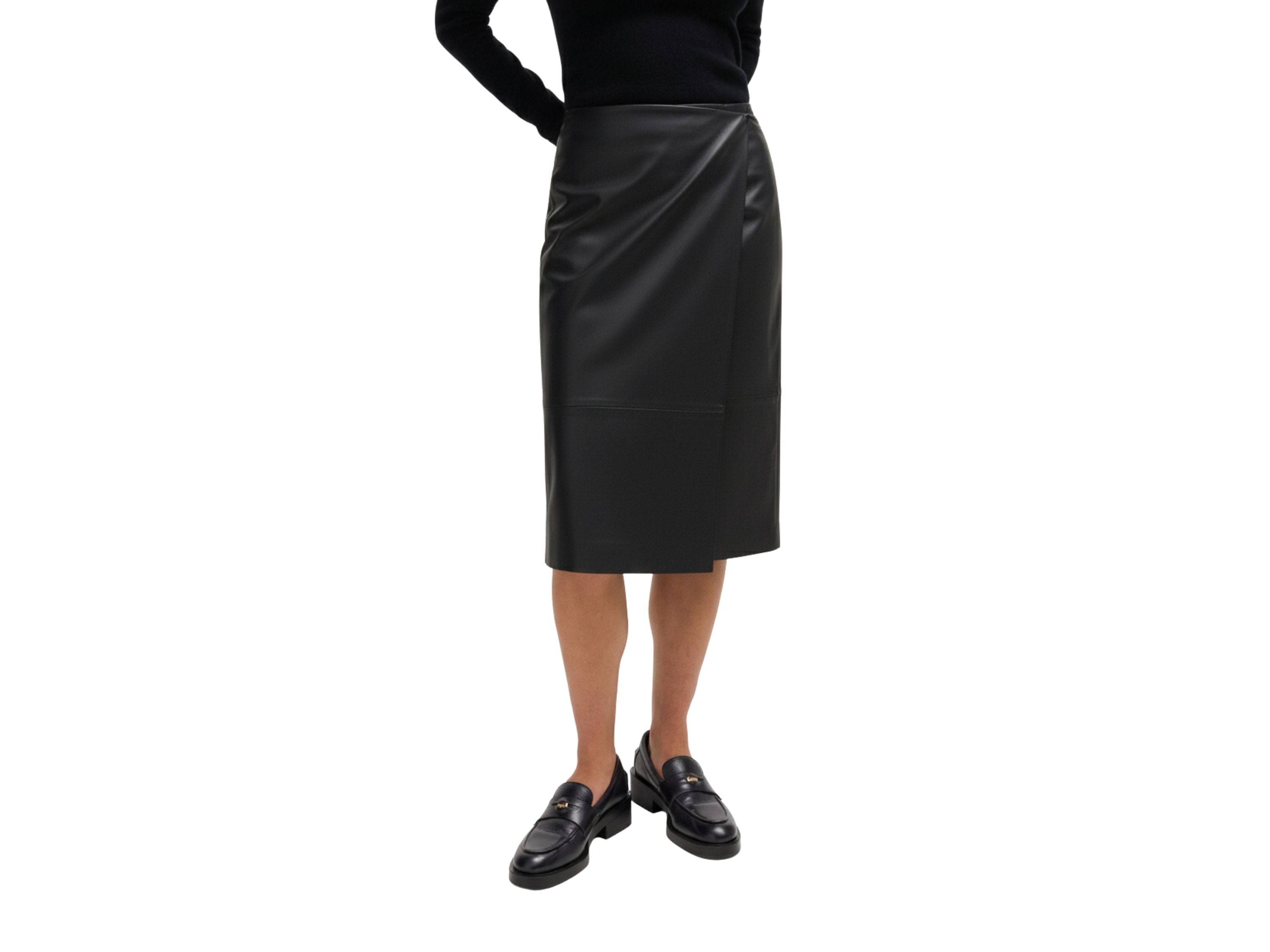 Leather Wrap Skirt Midi style Black, Beige & Burgundy Lamb skin Leather Skirt, Womens Clothing, Christmas Gift luxury corporate gift
