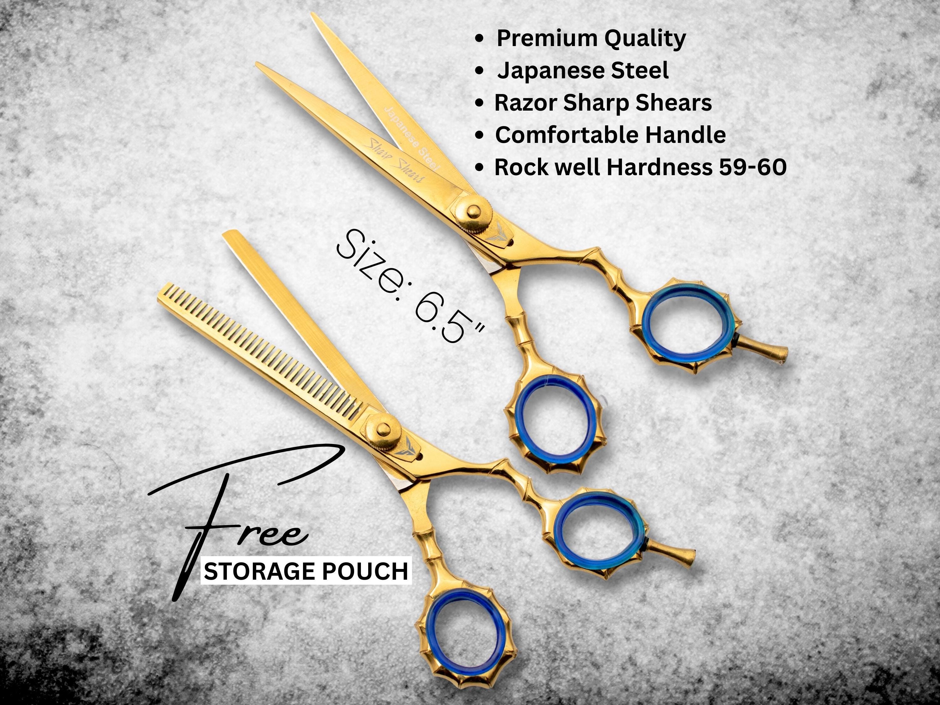 Japanese Steel Barber Scissor Set: Hair Cutting & Thinning Shears