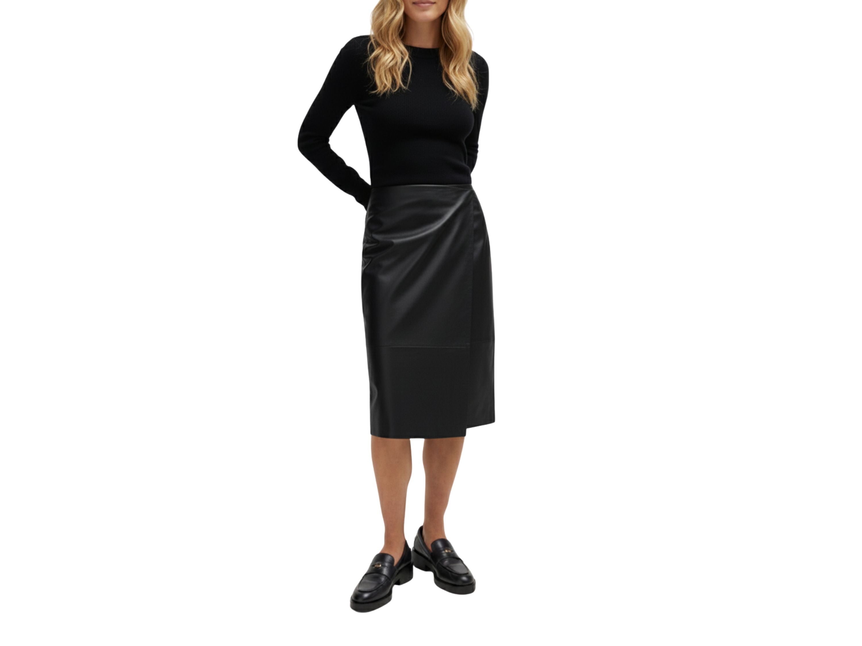 Leather Wrap Skirt Midi style Black, Beige & Burgundy Lamb skin Leather Skirt, Womens Clothing, Christmas Gift luxury corporate gift