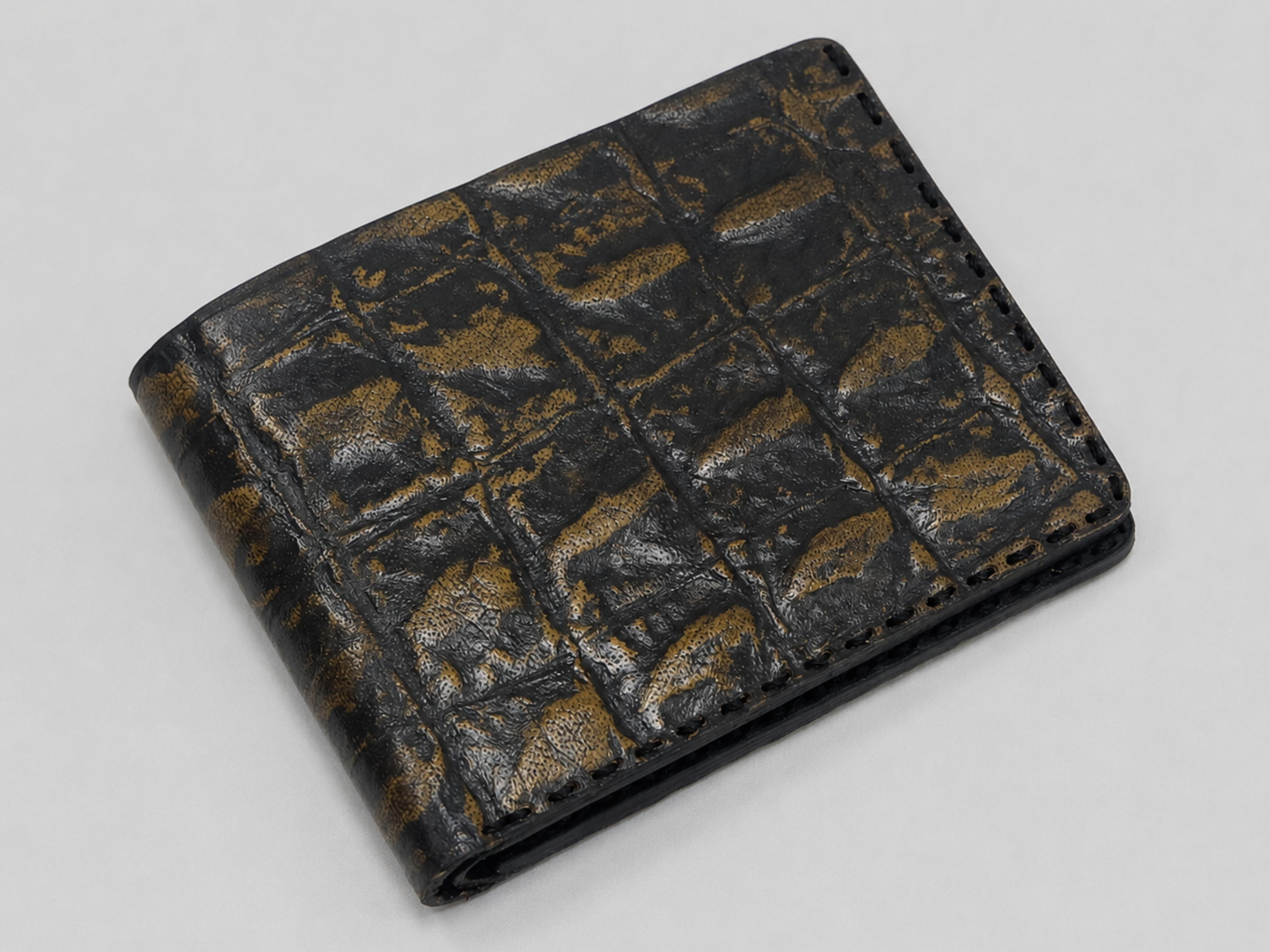 Leather crocodile handmade Bifold Wallet for men's wedding gift slim card holder with key chains exotic wallets gifts for him