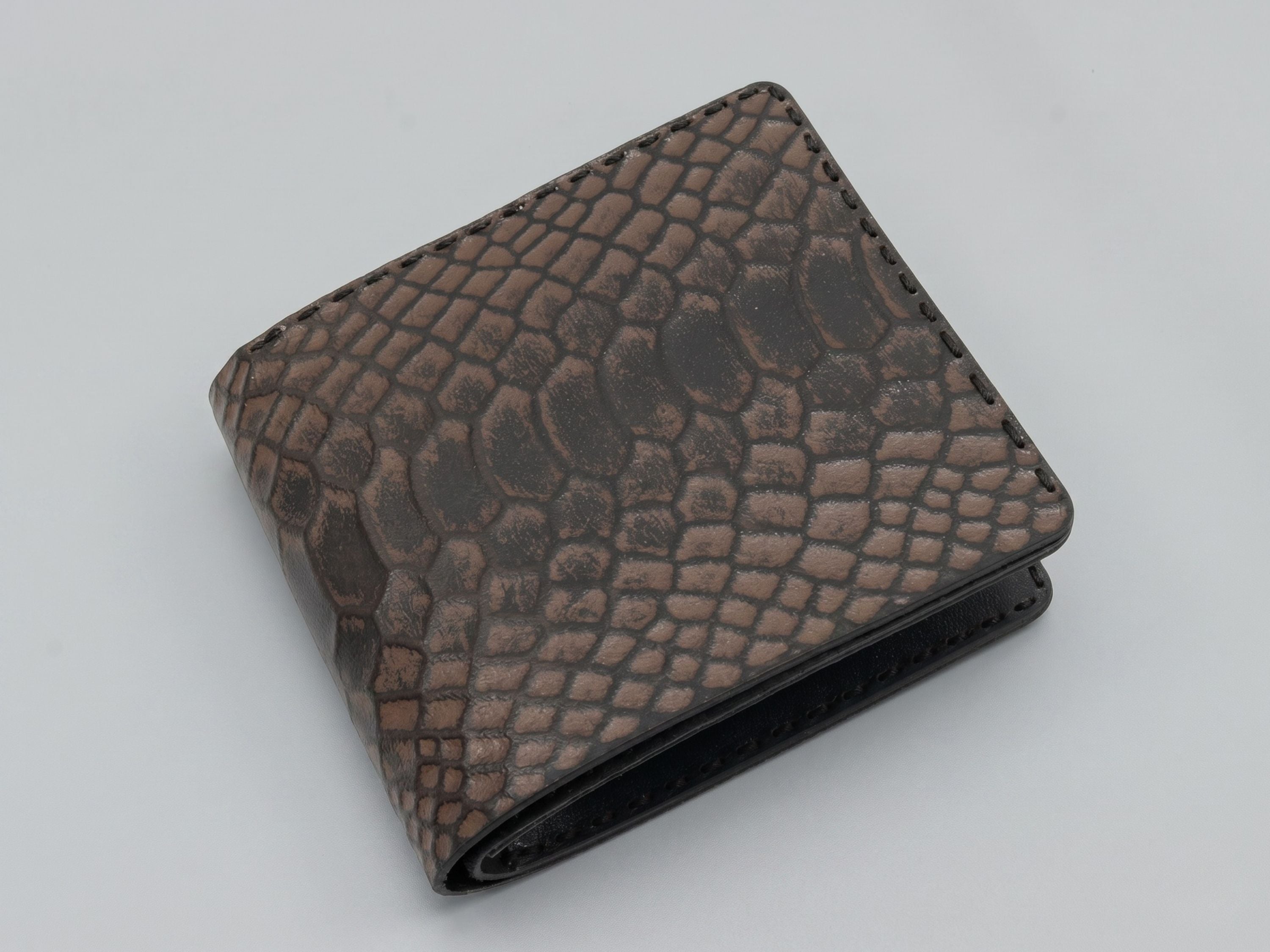 Handmade python snake leather wallet for men's engraved wallets bifold slim card holder with key chains fathers day gifts for dad