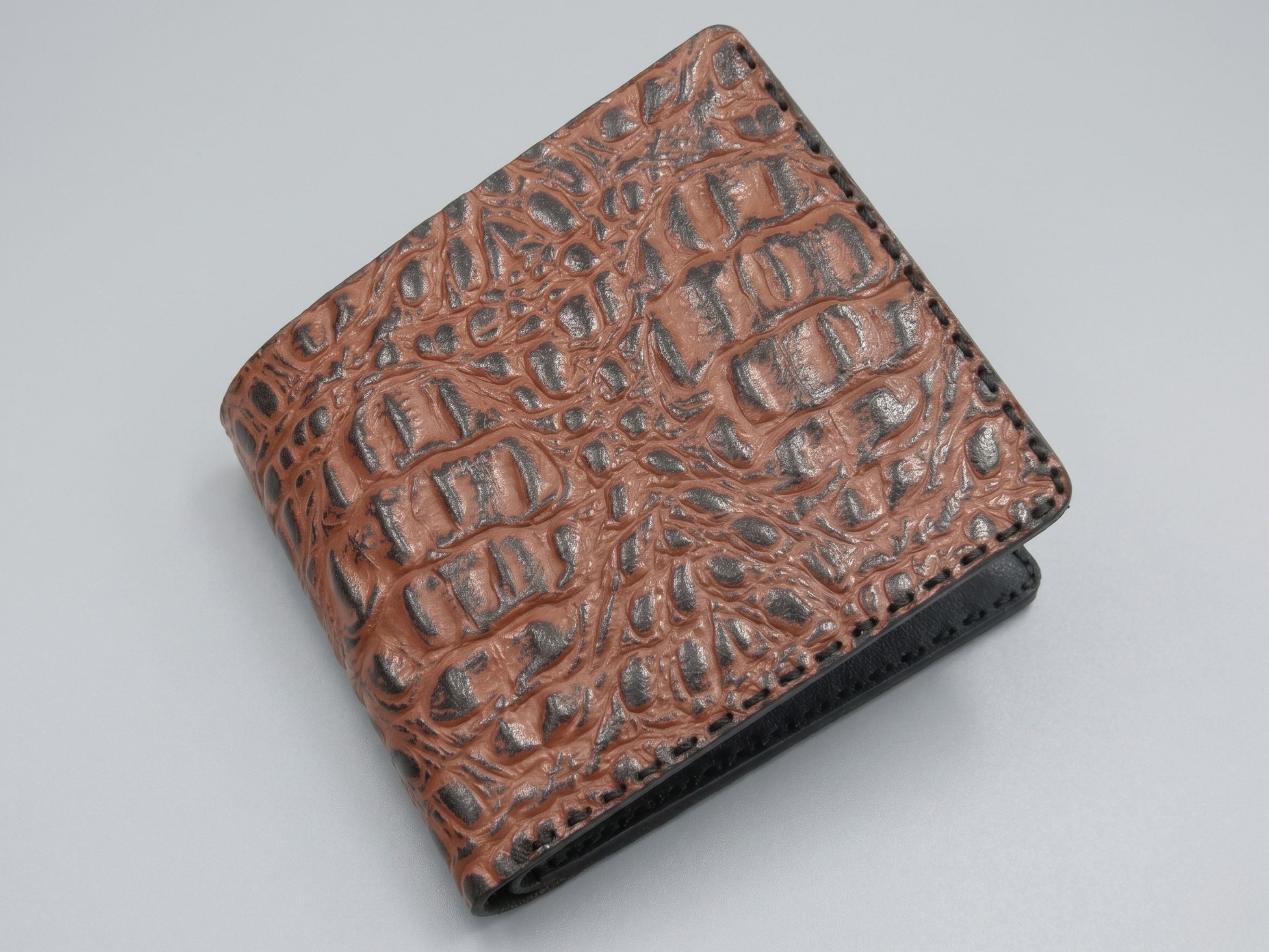 Engraved handmade crocodile leather wallet for men's teachers gift bifold slim card holder engraved wallets gifts for him