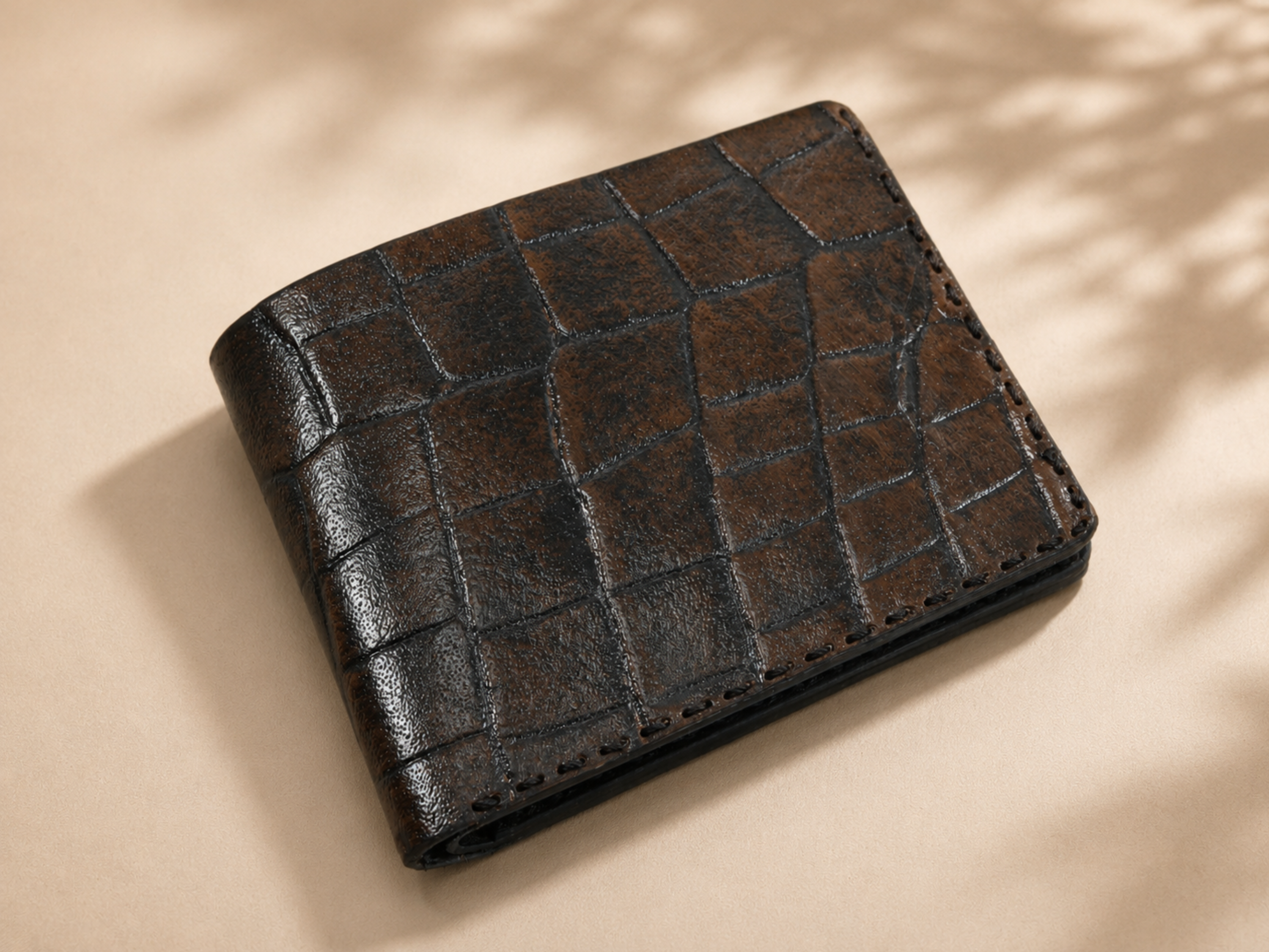 Personalized crocodile leather handmade wallet for men's bifold slim card holder engraved wallets college graduation gifts for him