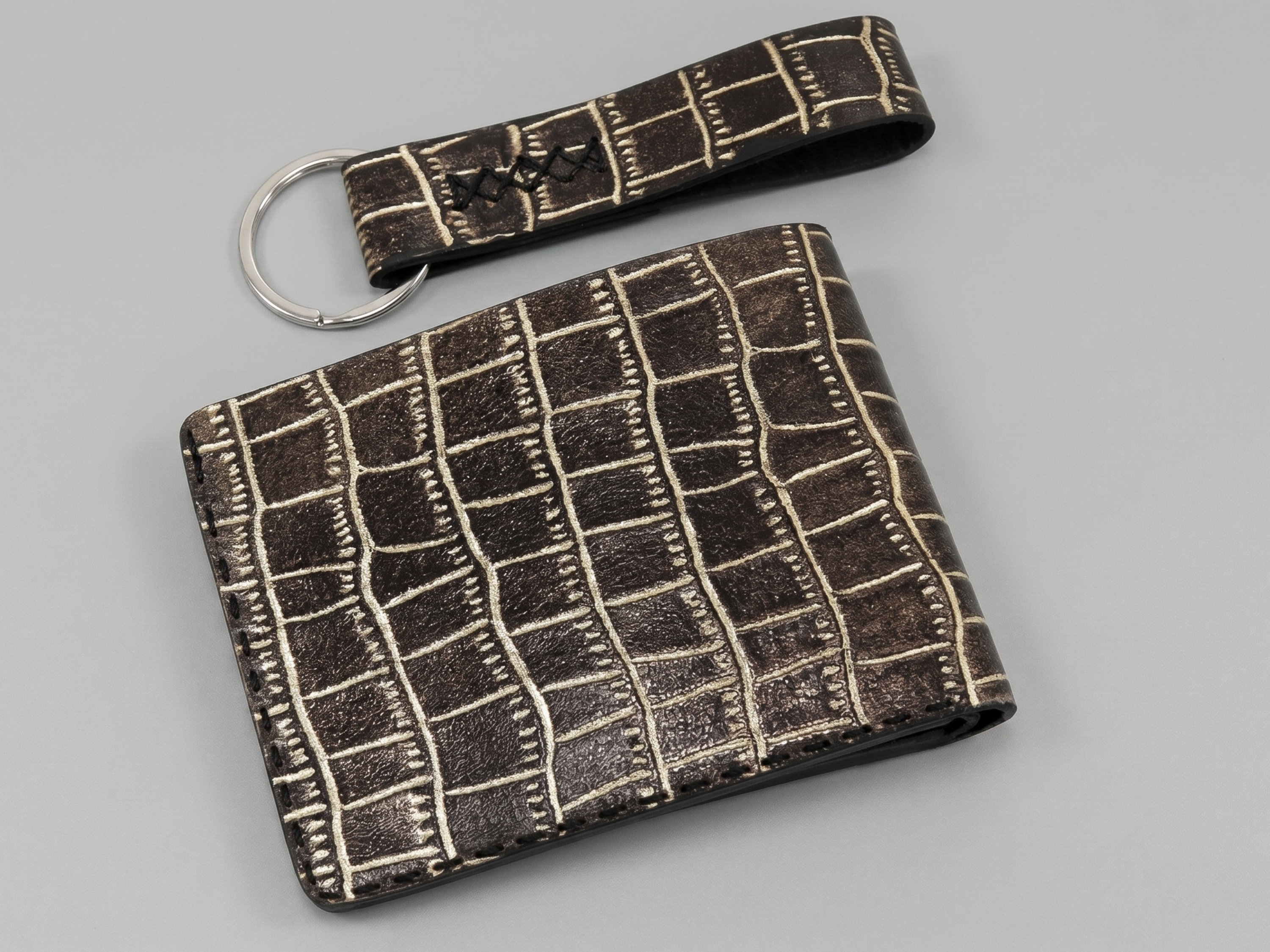 Exotic handmade crocodile leather wallets for men's bifold slim card holder with money clips engraved wallets birthday gifts for him