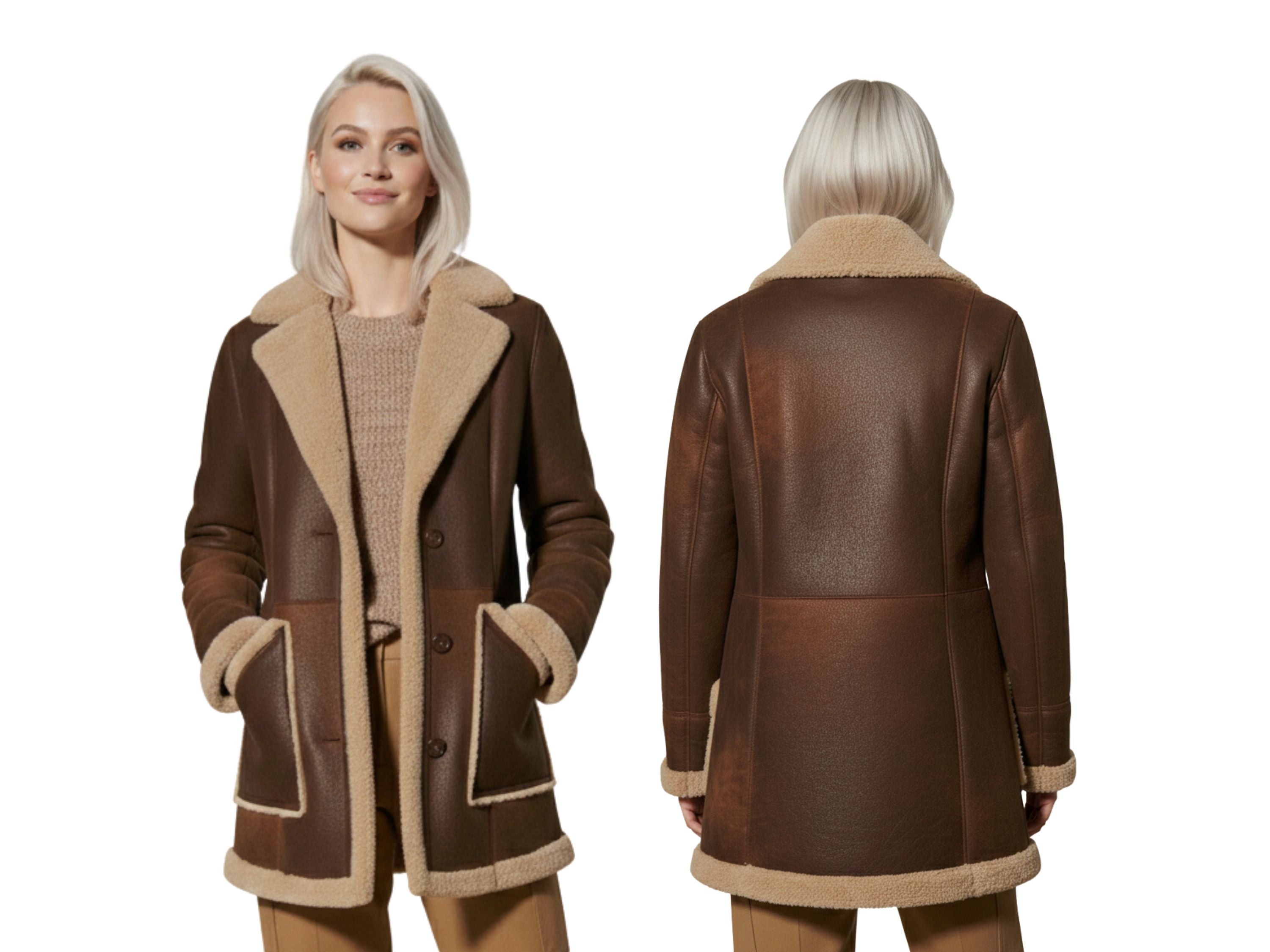 Brown Sheepskin Coat Women – Luxury winter Clothing
