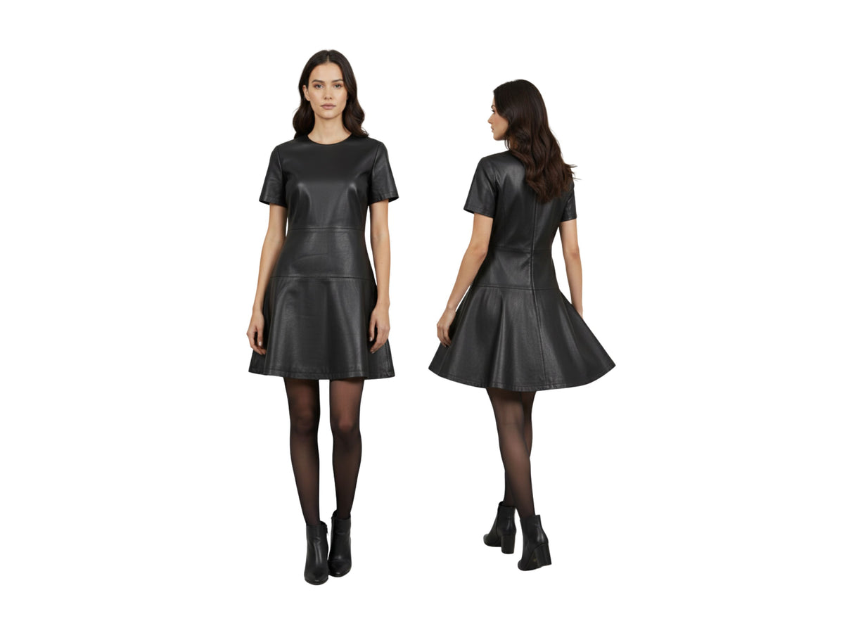 Leather Skater Dress for Women Black, Red & Burgundy Genuine Leather Dress | Handmade Luxury Gift for Her | Party Wear by Eighty Seven Groups Leather Skater Dress for Women Black, Red & Burgundy Genuine Leather Dress | Handmade Luxury Gift for Her | Party Wear by Eighty Seven Groups