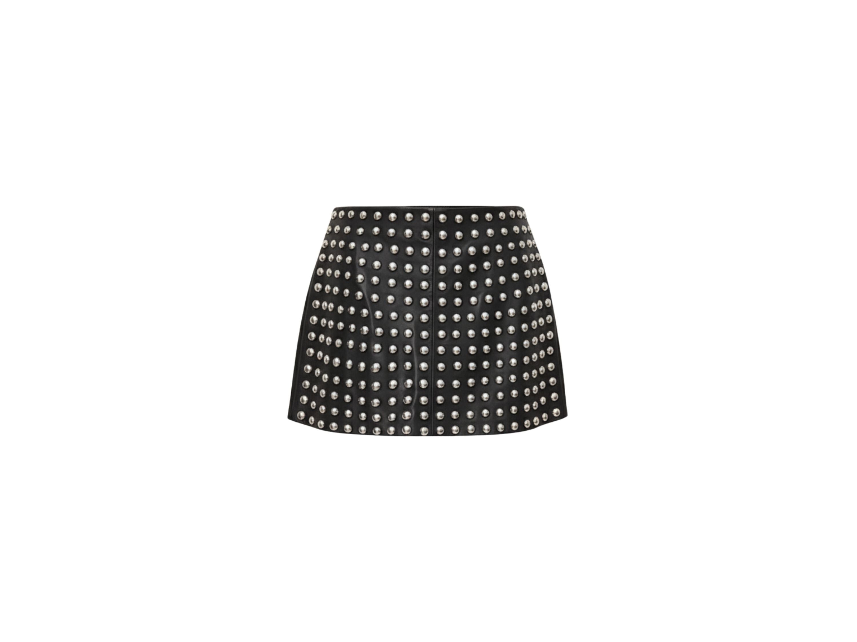 Leather Skirt Silver Studded Style | Black, Red & Burgundy Lambskin Mini Skirt | Women’s Luxury Fall Fashion & Christmas Gift by Eighty Seven Groups