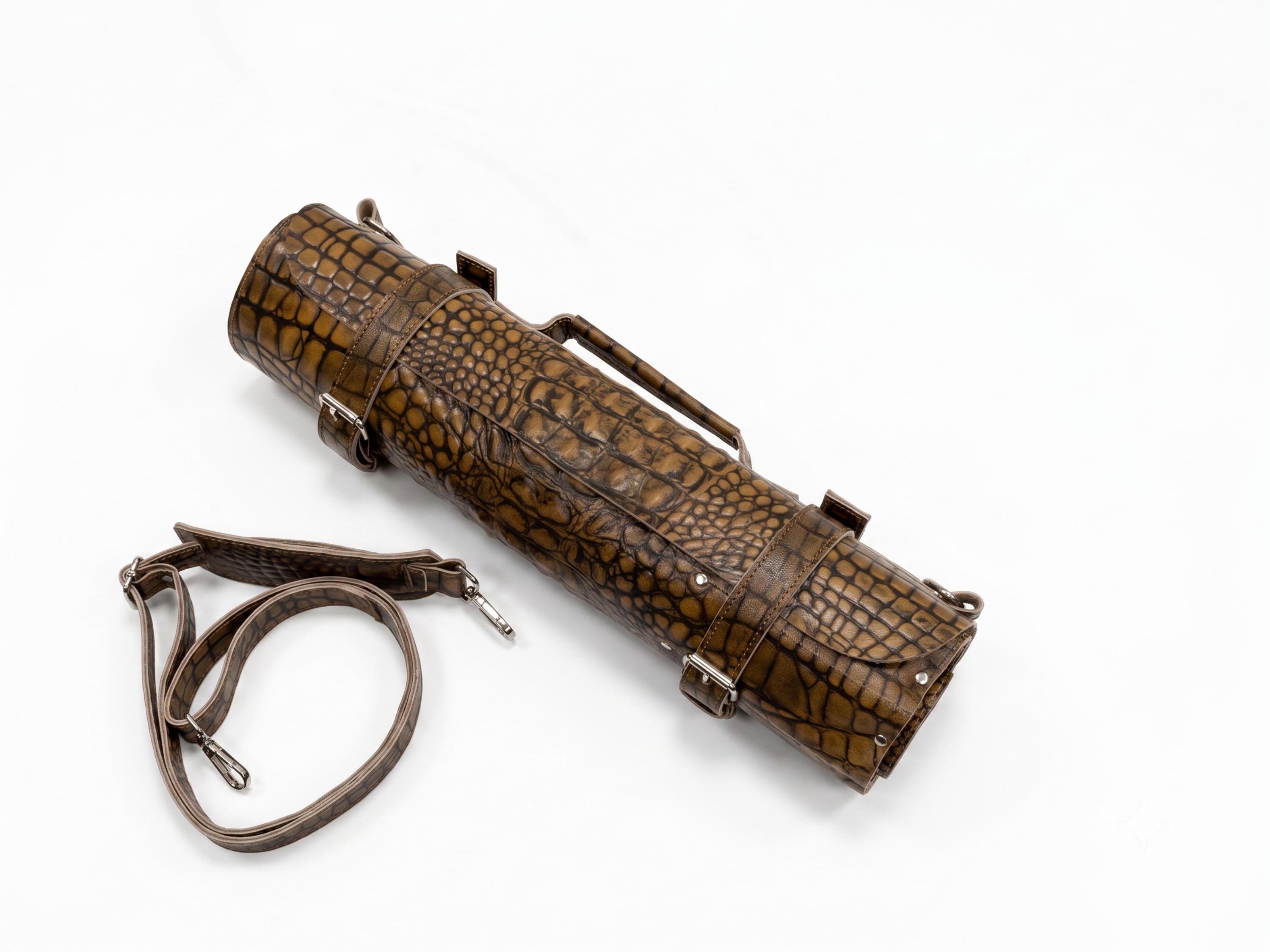 Crocodile genuine leather chef knife roll 16 slots of portable cutlery knives roll wrap holder knife travel and storage bag gifts for chef