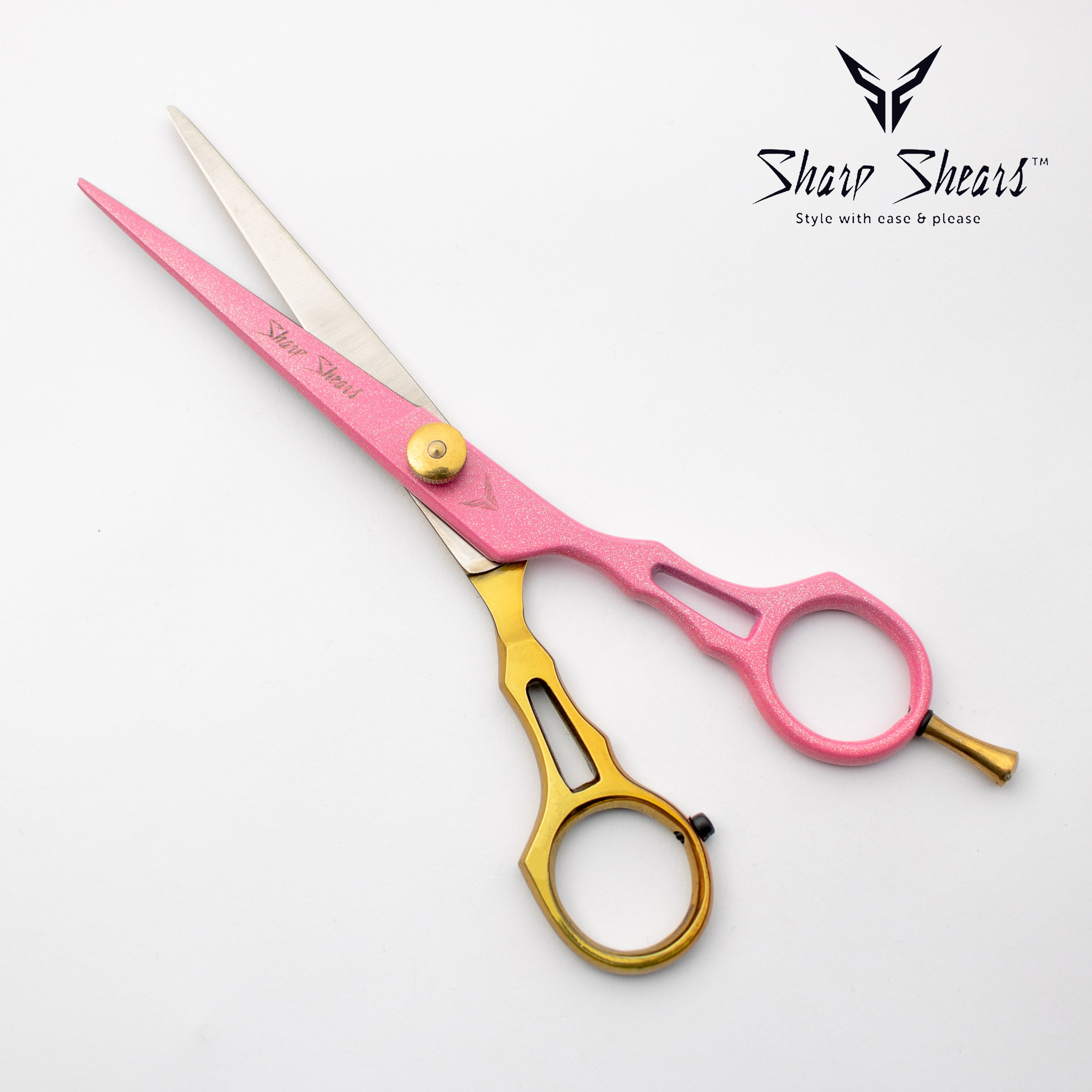 Barber Scissors 6.5" Pink and Gold – Professional Japanese Steel Hair Cutting Shears for Hairdressers & Stylists with Storage Pouch