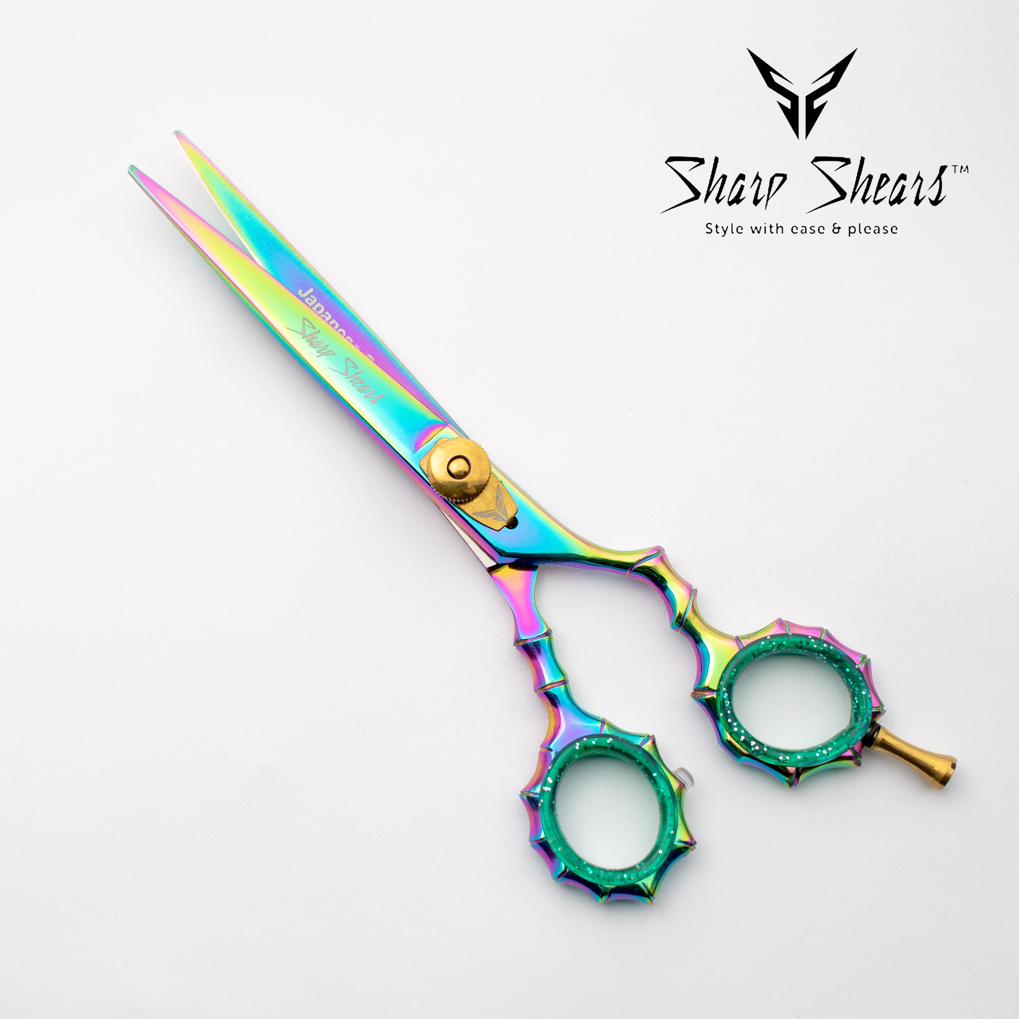 Rainbow Barber Shears Scissors 6.5" Japanese Steel Hairdressing Scissors for Hair Stylists & Barbers with Storage Pouch