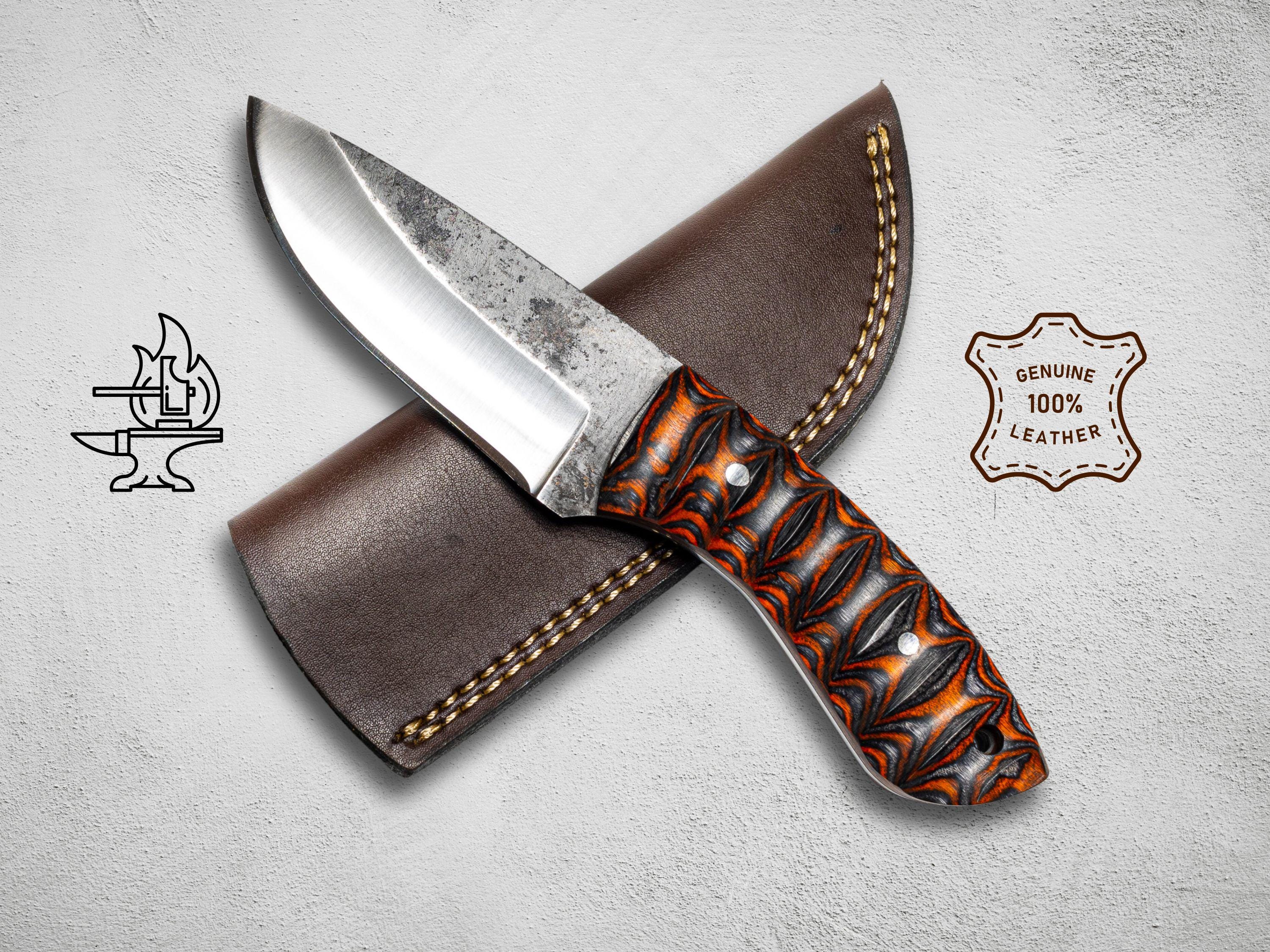 Handmade Stainless Steel Hunting Knife: 4-Inch Blade, Free Leather Sheath