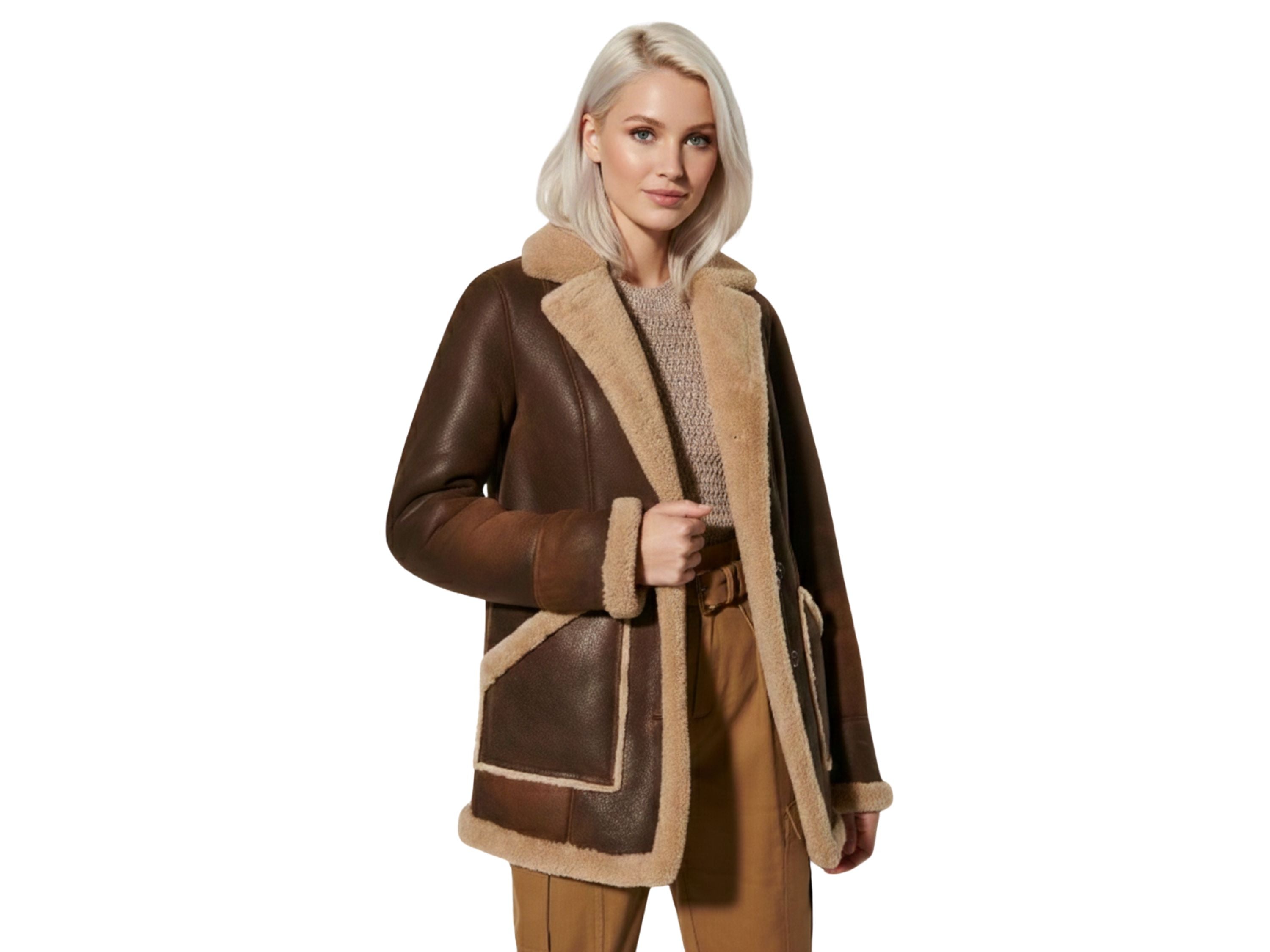 Brown Sheepskin Coat Women – Luxury winter Clothing