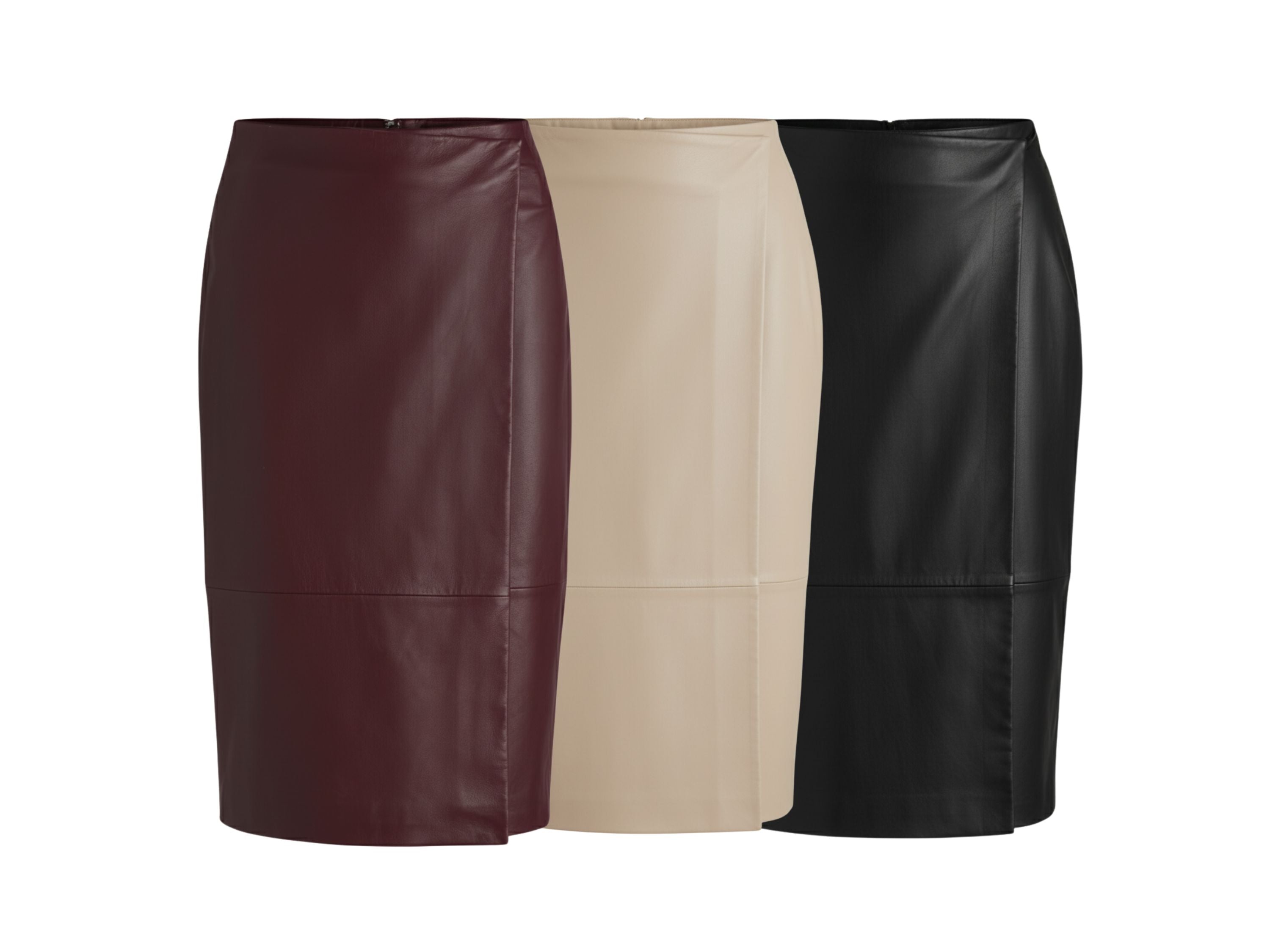 Leather Wrap Skirt Midi style Black, Beige & Burgundy Lamb skin Leather Skirt, Womens Clothing, Christmas Gift luxury corporate gift