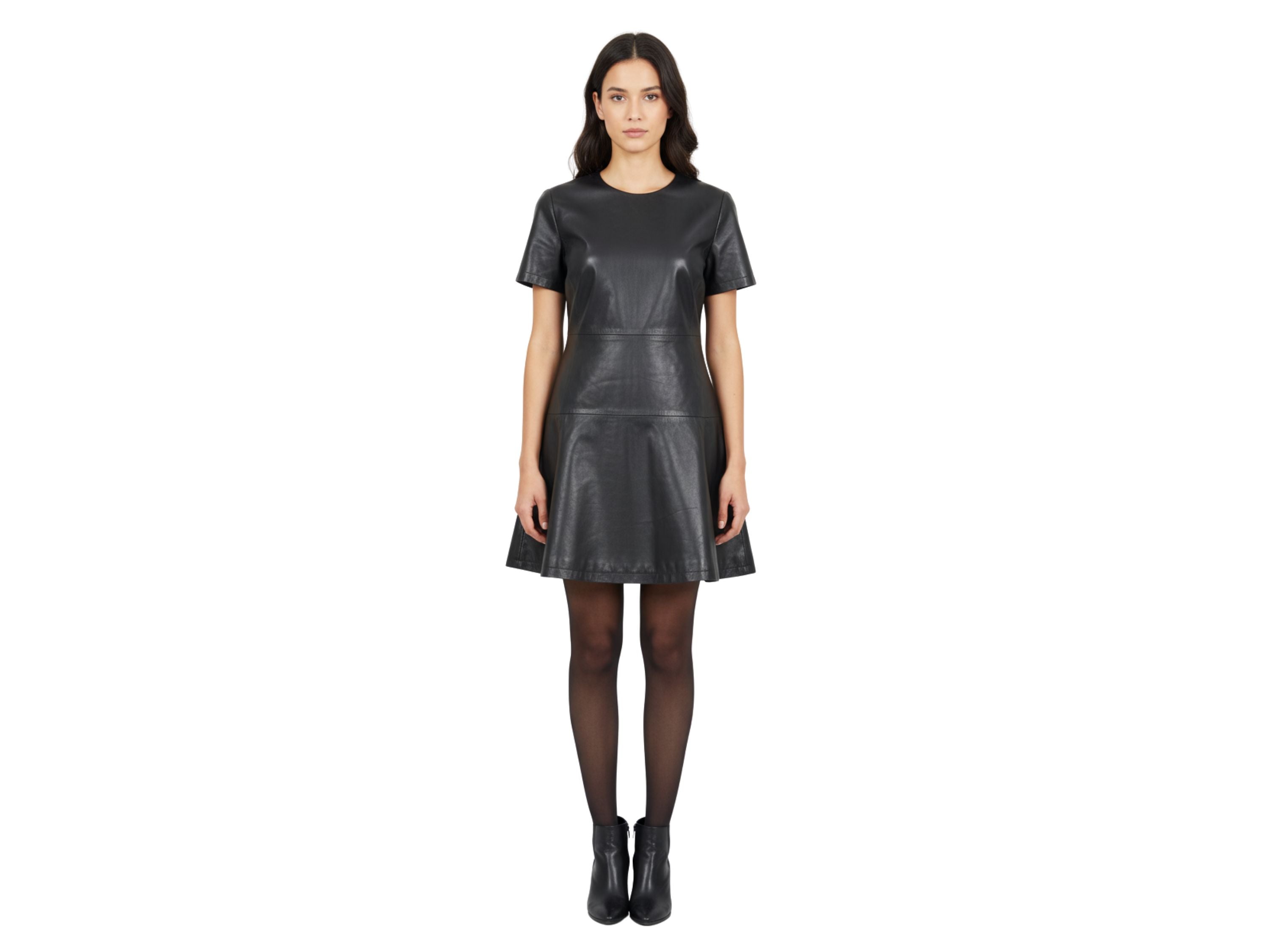 Leather Skater Dress for Women – Handmade Genuine Leather Party Dress | Luxury Gift for Her | Black, Red & Burgundy