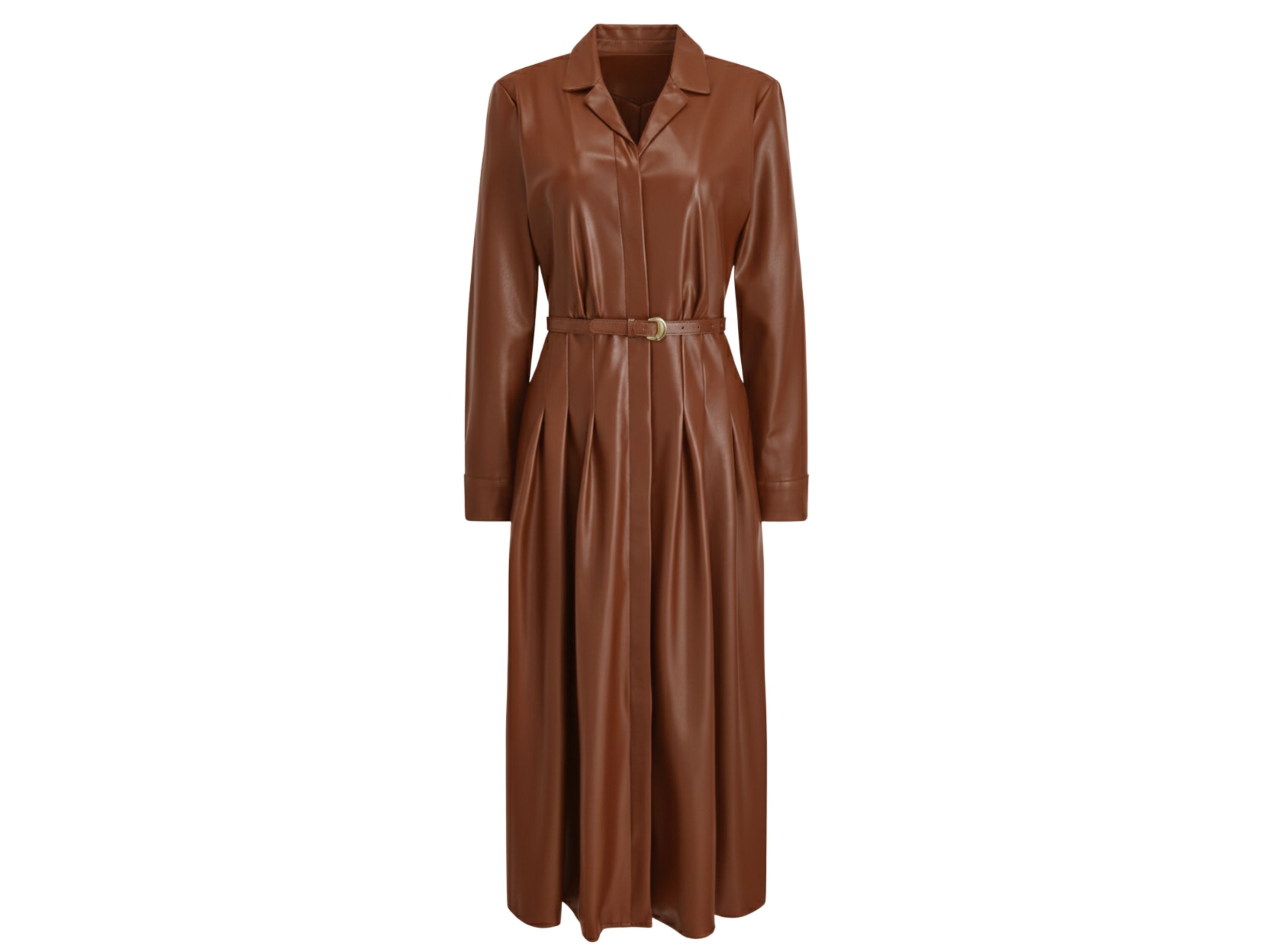Leather Midi Shirt Dress – Black & Brown | Unique Women Style | Fall Style Gifts | Luxury Leather Anniversary Gifts for Her