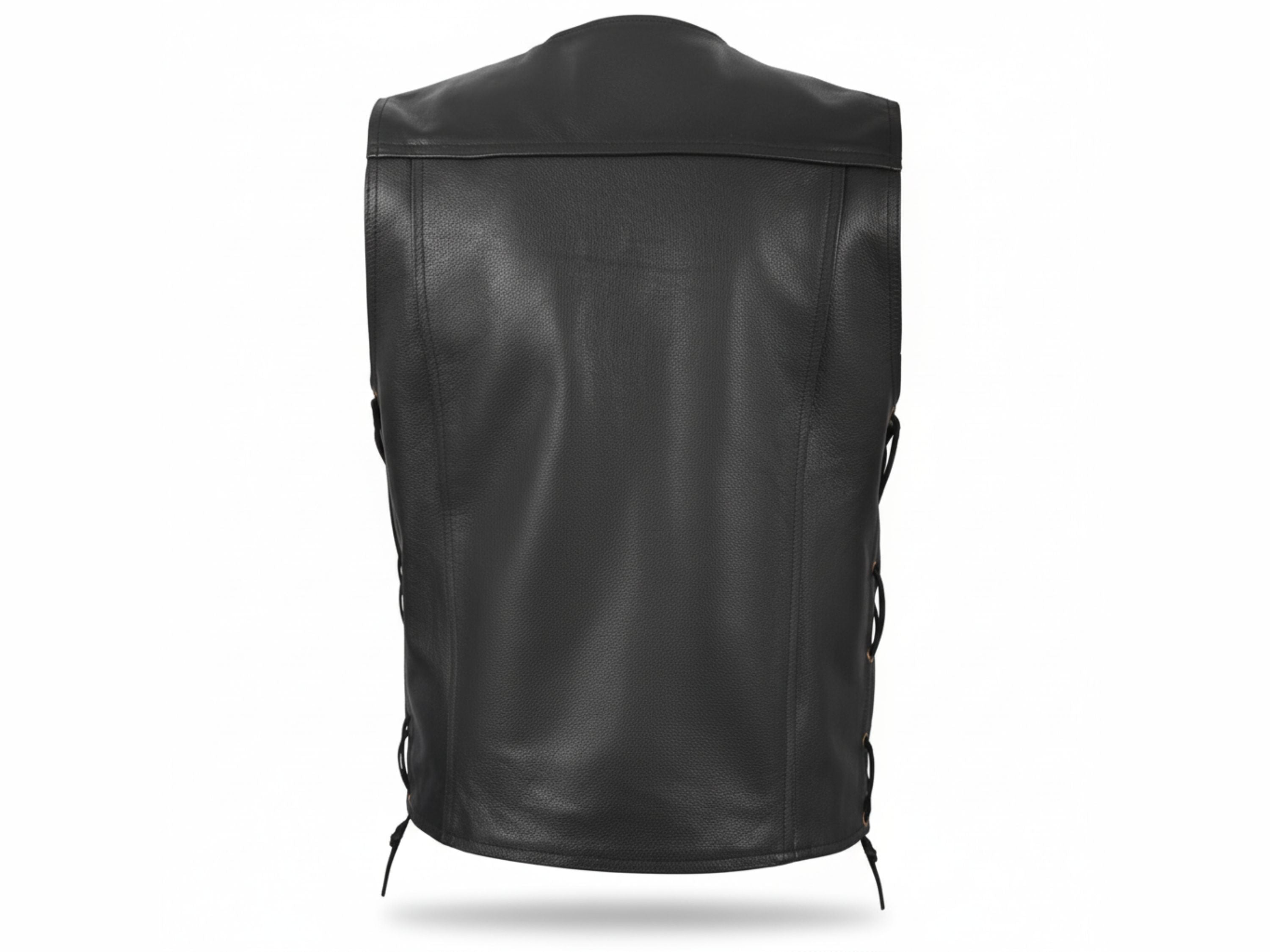 Outlaw Men's Denim style buffalo Leather vest with side laces