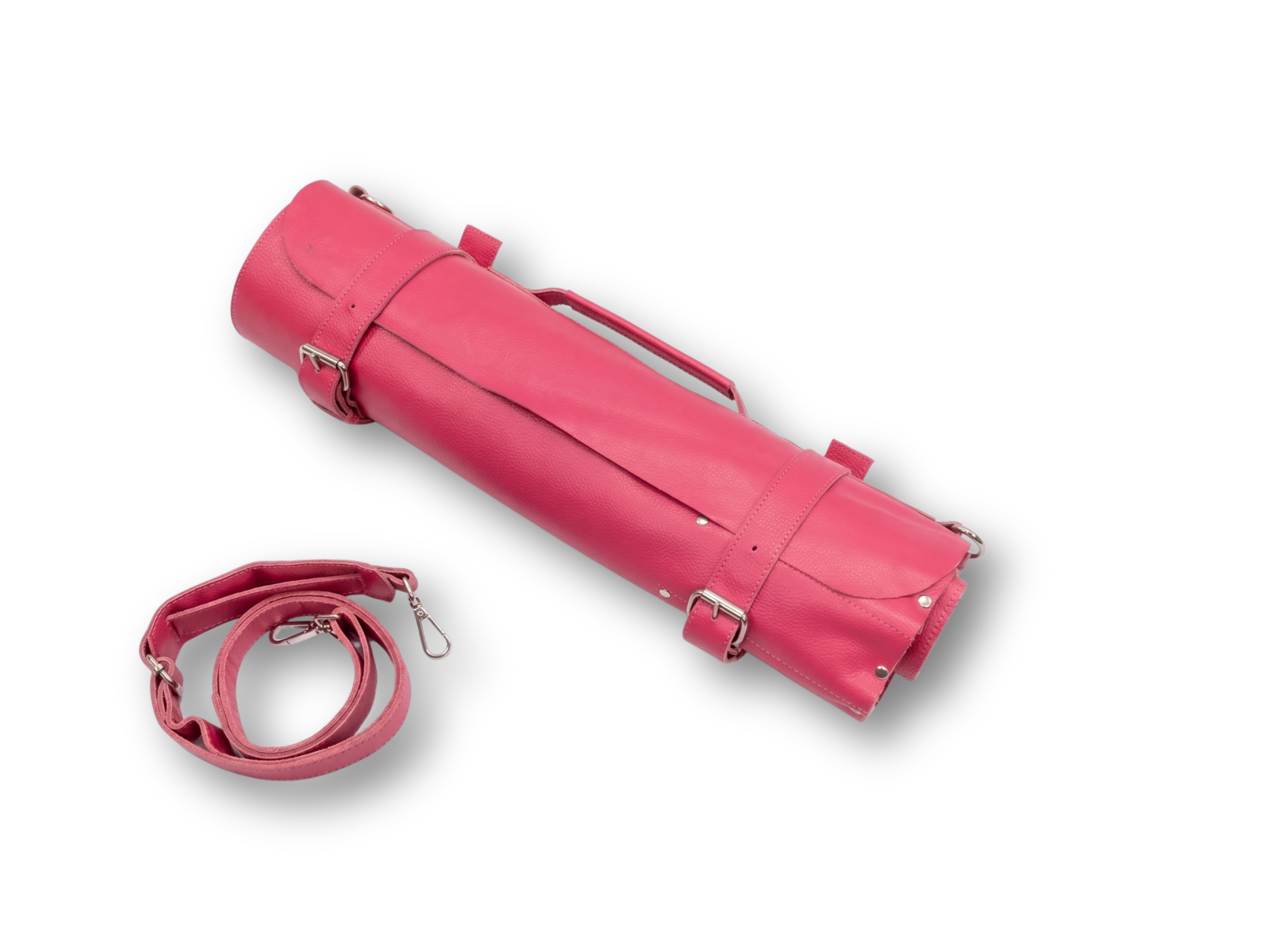 Premium Pink Leather Chef Roll – 16-Slot Knife Holder, Portable Cutlery Storage, Travel Kitchen Wrap Bag, Gift for Professional Chefs & Cooking Enthusiasts