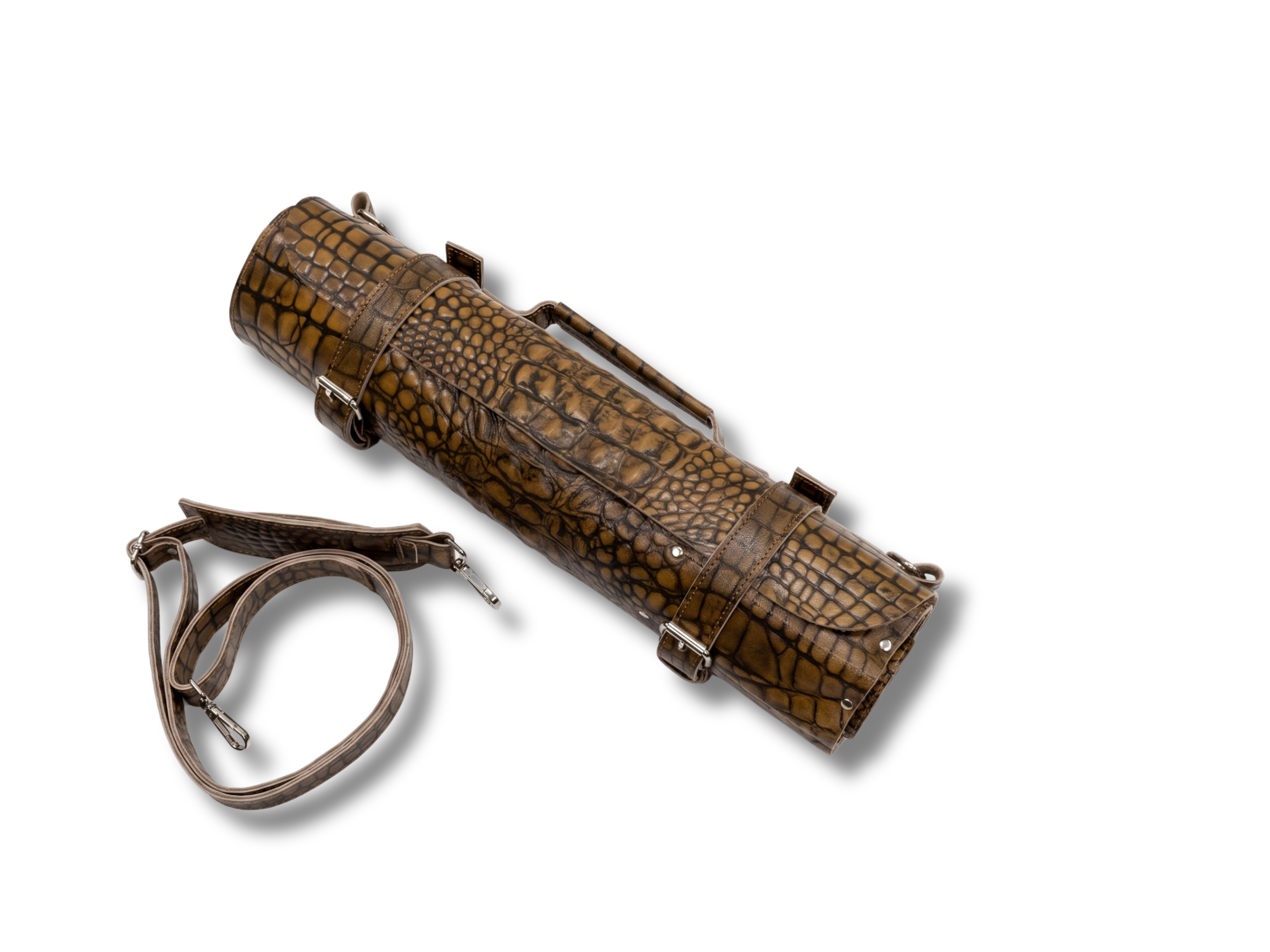 Crocodile genuine leather chef knife roll 16 slots of portable cutlery knives roll wrap holder knife travel and storage bag gifts for chef