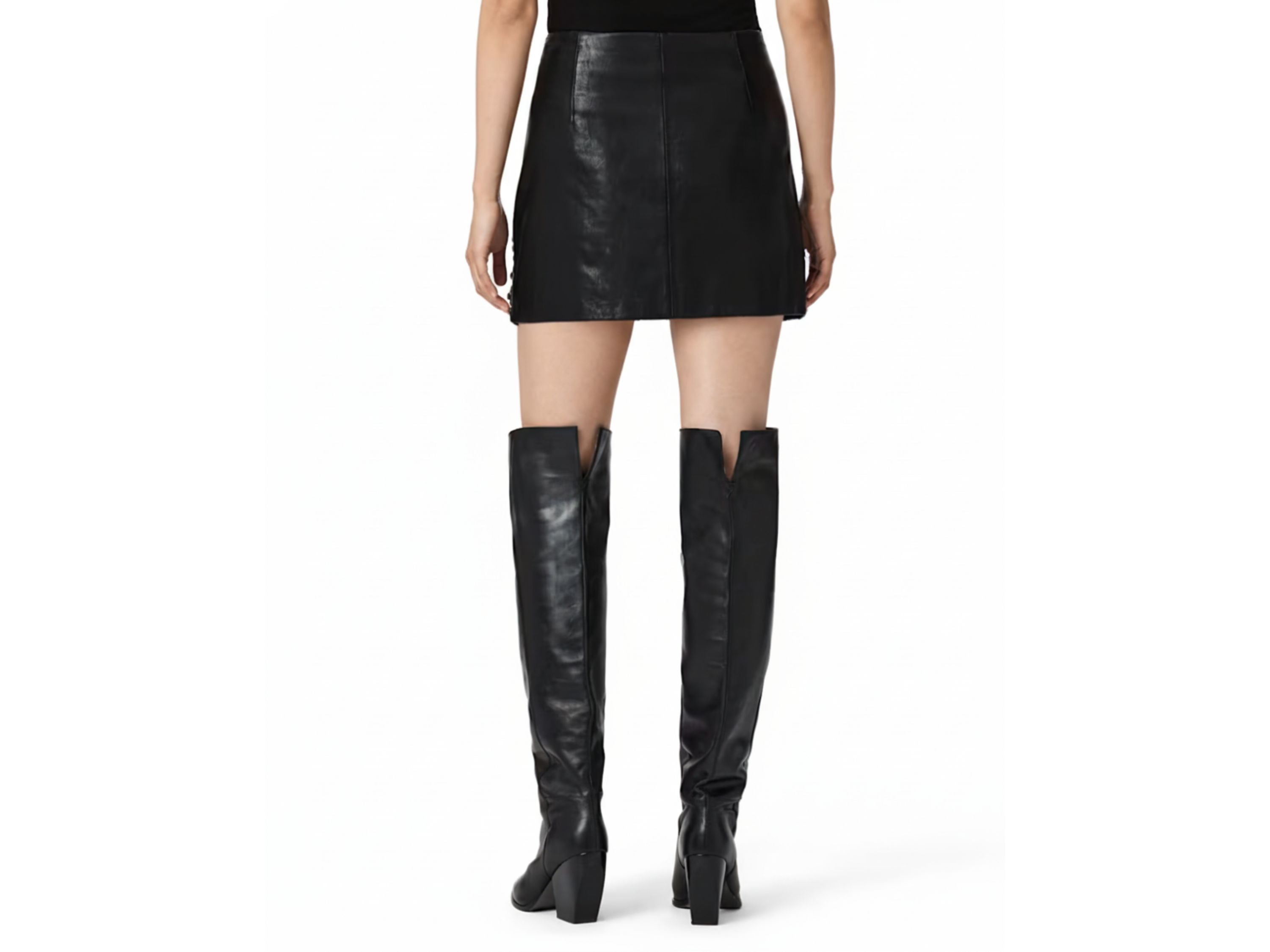 Leather Skirt Silver Studded Style | Black, Red & Burgundy Lambskin Mini Skirt | Women’s Luxury Fall Fashion & Christmas Gift by Eighty Seven Groups