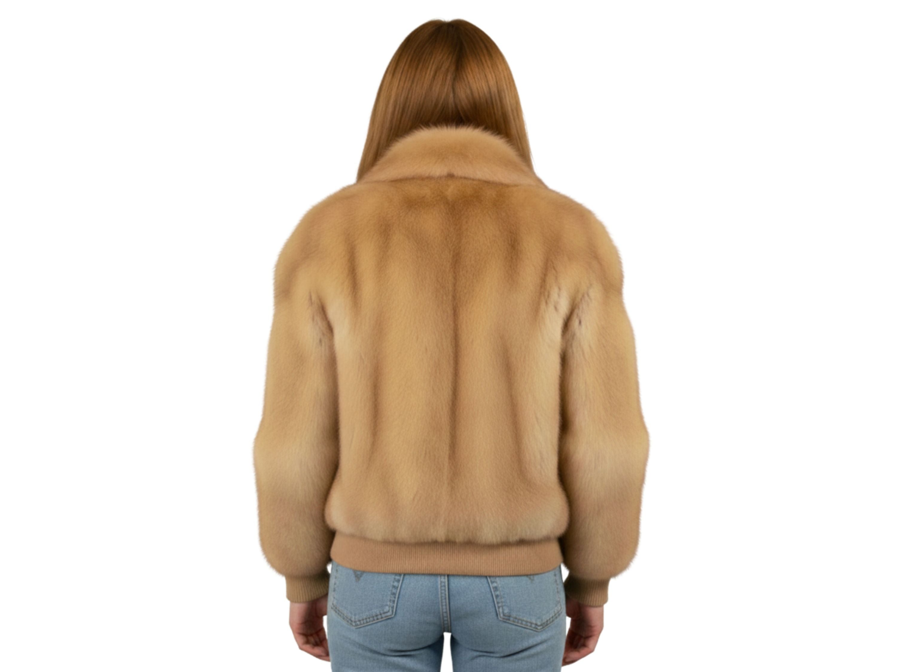 Bespoke Red Fox Fur Women’s Bomber Jacket One of a Kind Handmade Luxury Vintage Designer Coat