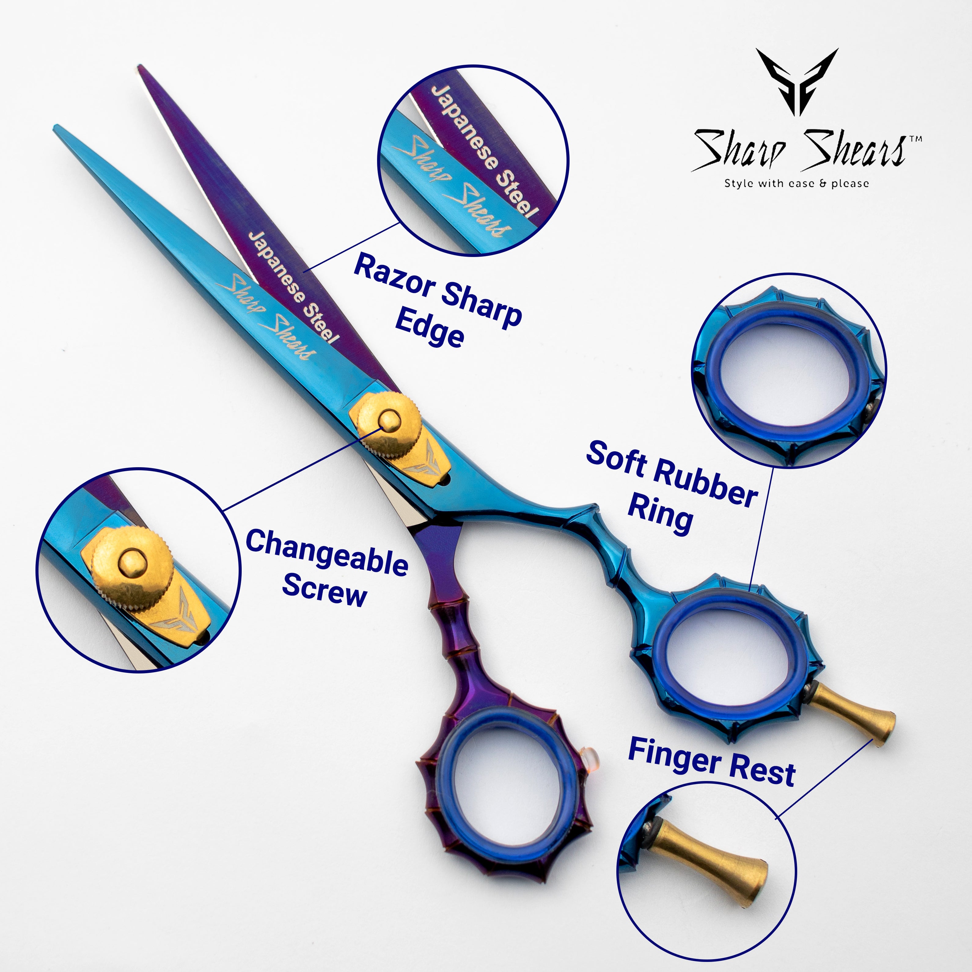 Professional Hairdressing Scissors 6.5 inch Japanese Steel Barber Shears for Hair Stylists with Storage Pouch