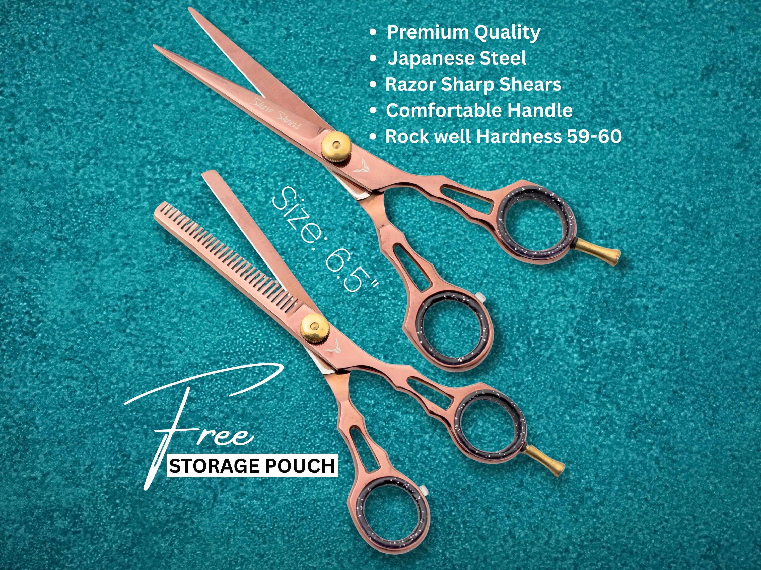 Japanese Steel Barber Scissors & Thinner Set: 6.5" Salon Hair Cutting Tool