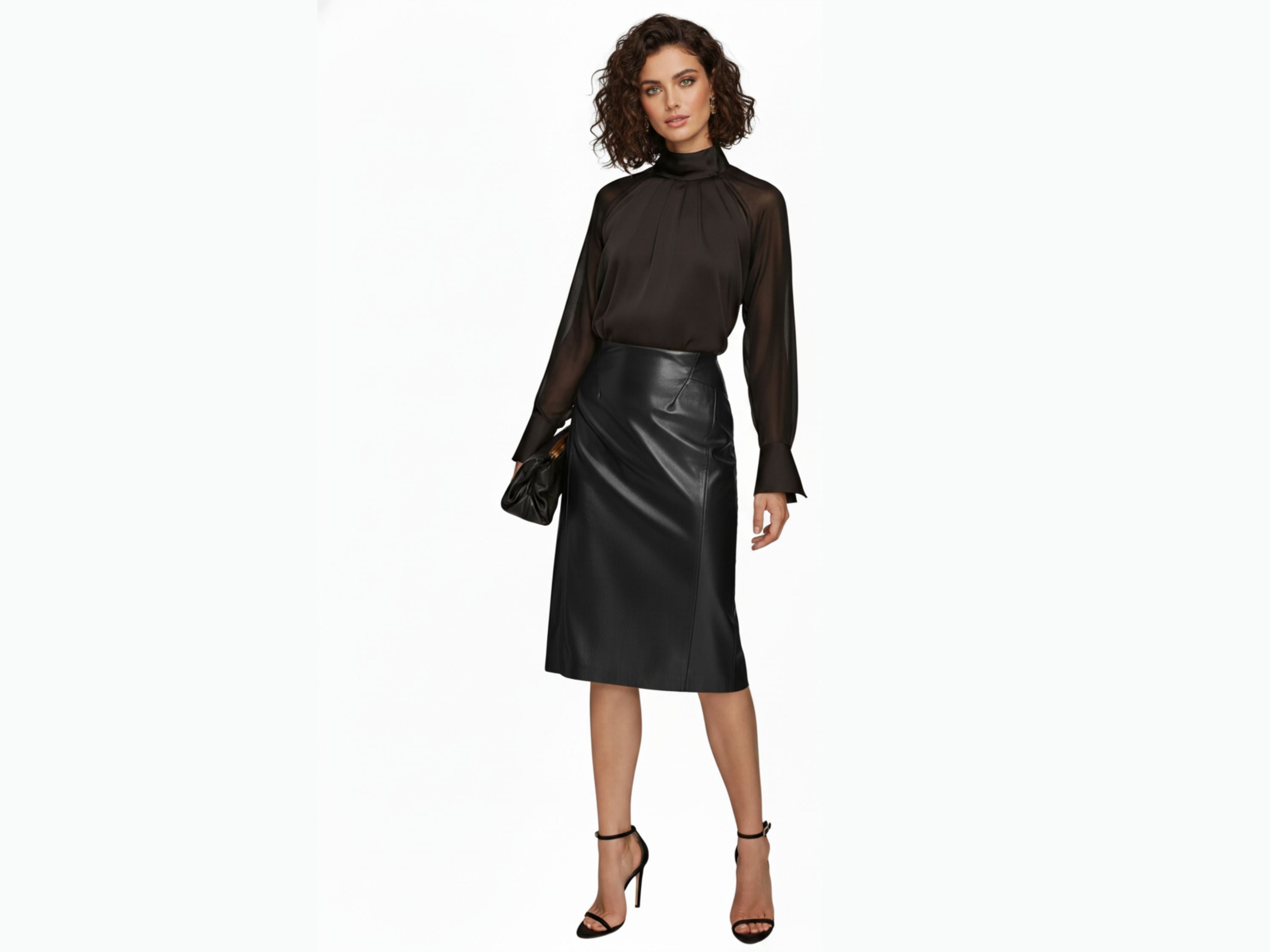 Leather Midi Pencil Skirt – Black & Brown Genuine Leather Skirt, Womens Clothing, anniversary Gift for Her luxury corporate gift