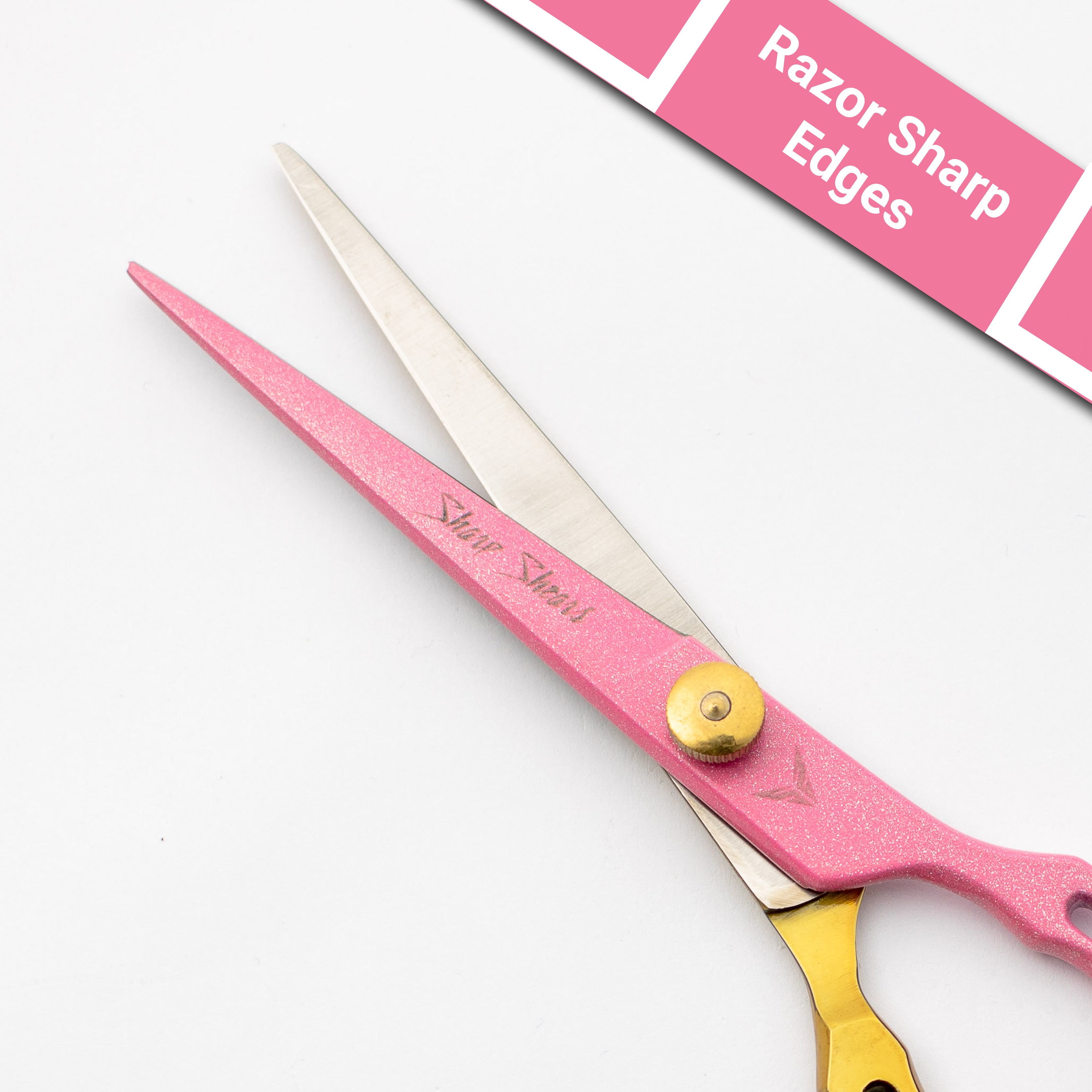 Barber Scissors 6.5" Pink and Gold – Professional Japanese Steel Hair Cutting Shears for Hairdressers & Stylists with Storage Pouch