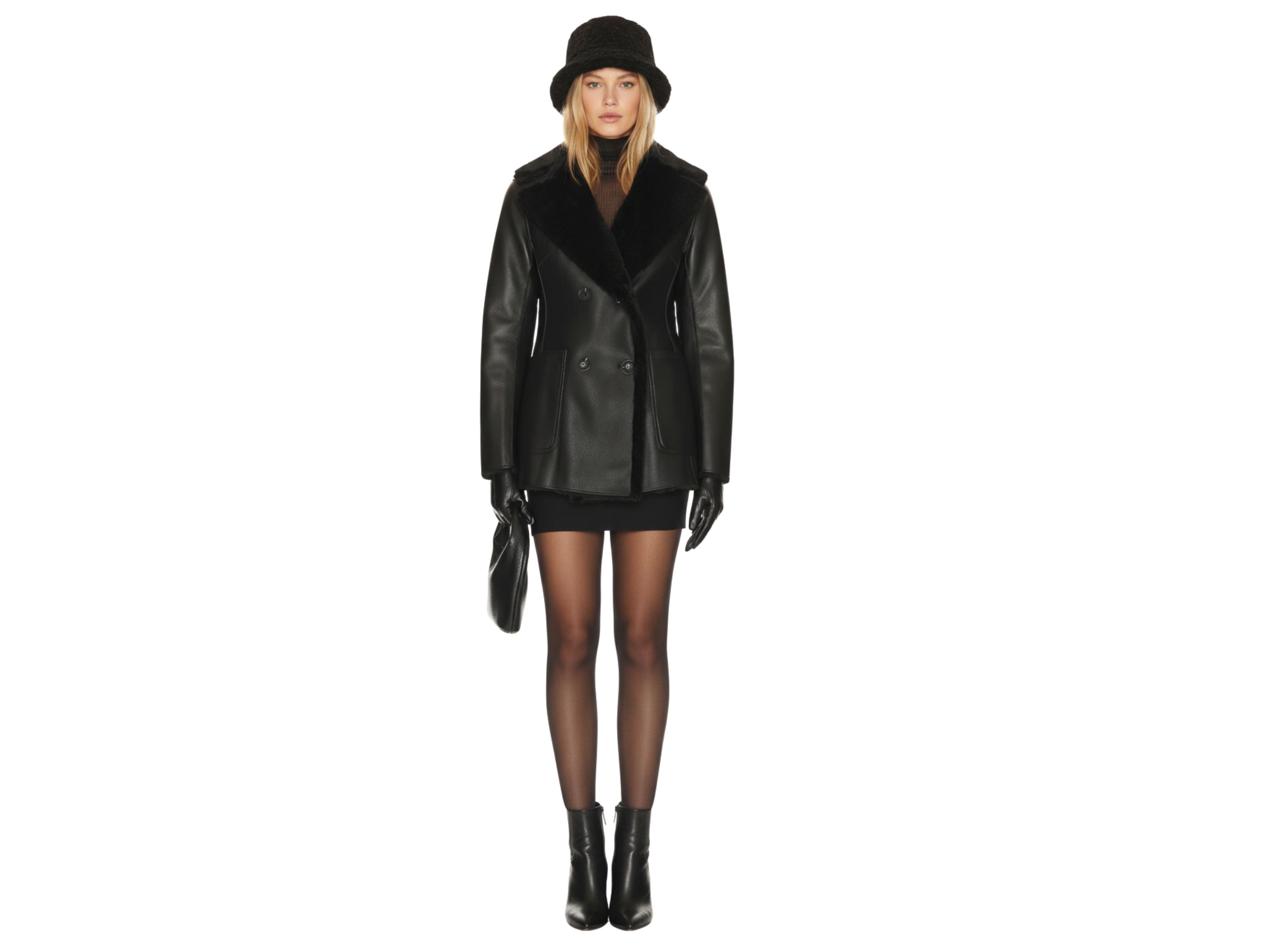 Lambskin Leather Women’s Coat with Shearling Fur