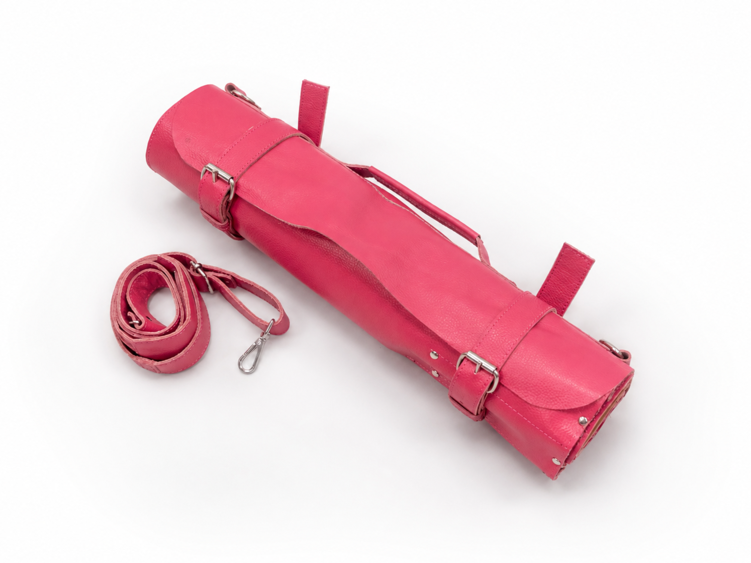 Premium Pink Leather Chef Roll – 16-Slot Knife Holder, Portable Cutlery Storage, Travel Kitchen Wrap Bag, Gift for Professional Chefs & Cooking Enthusiasts