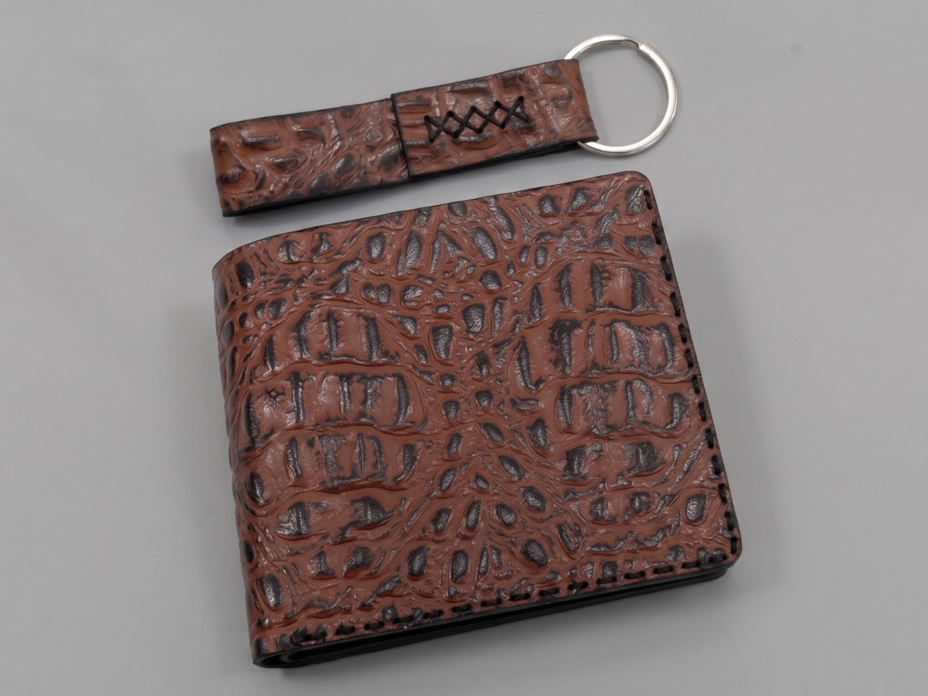 Engraved handmade crocodile leather wallet for men's teachers gift bifold slim card holder engraved wallets gifts for him