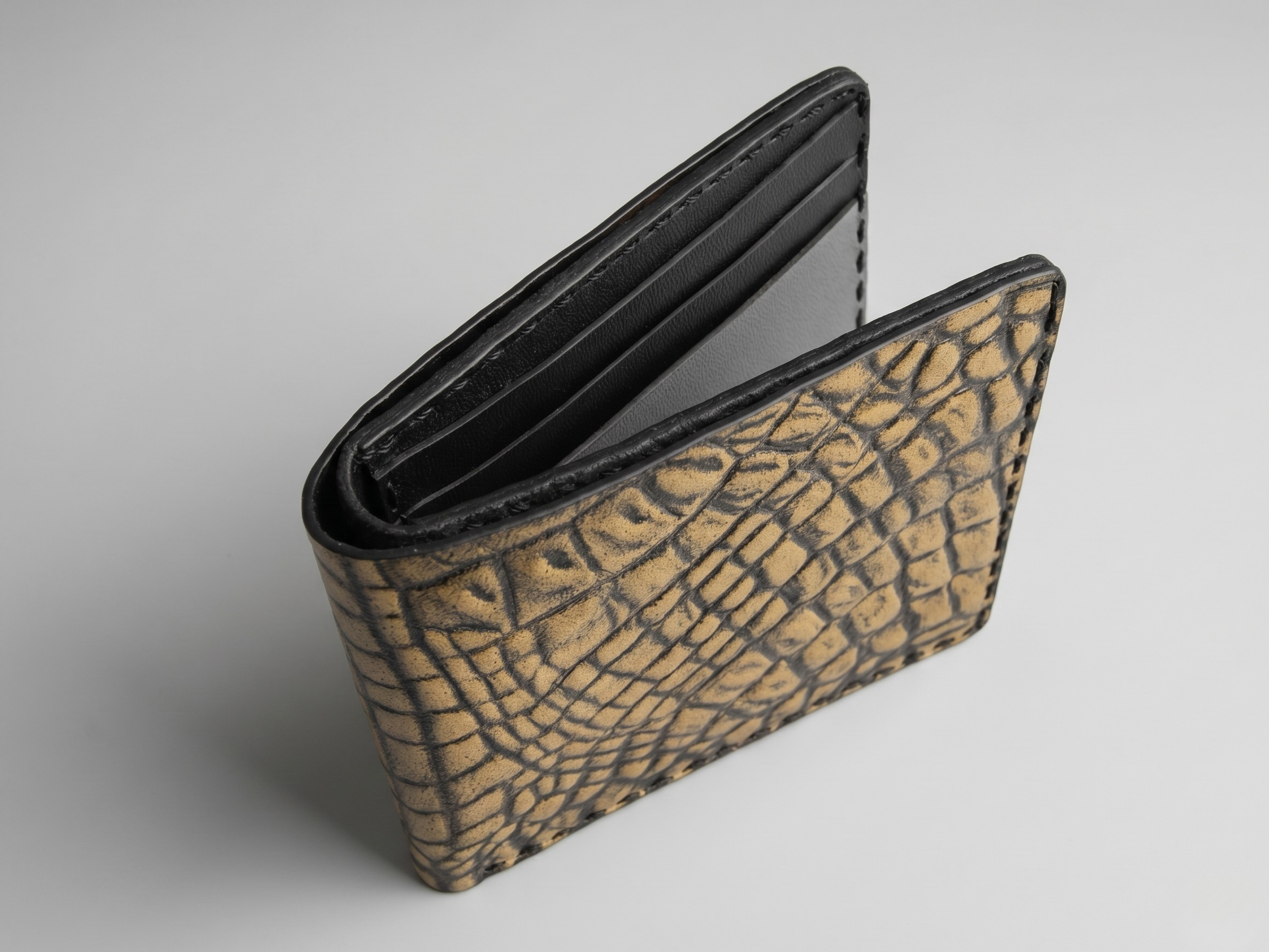 Customized handmade crocodile leather wallet for mens boyfriend gift bifold slim card holder engraved wallets birthday gifts for him