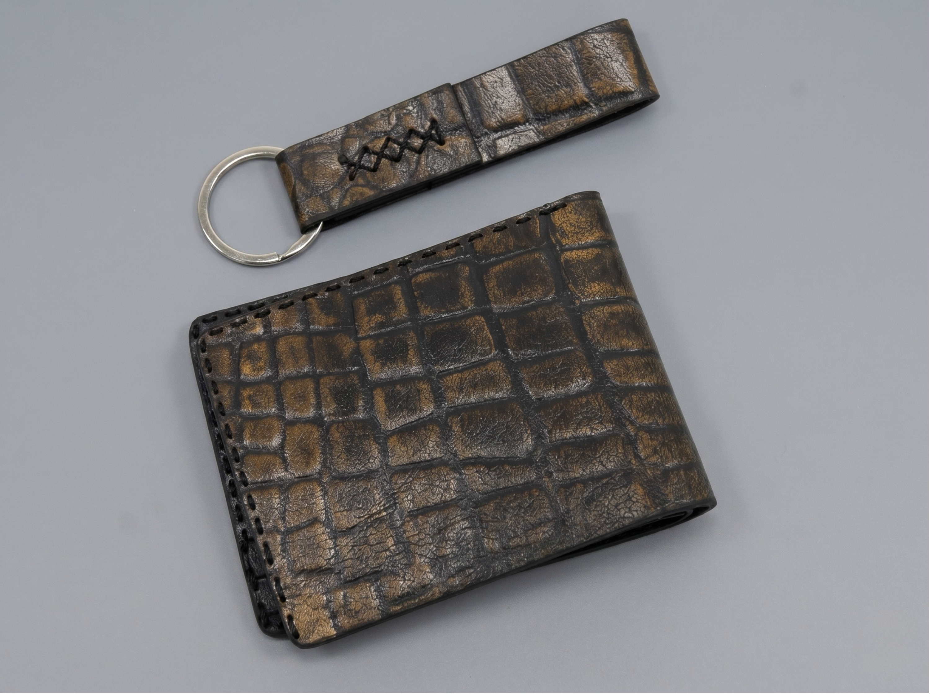 Customized handmade crocodile leather wallet for mens boyfriend gift bifold slim card holder engraved wallets birthday gifts for him
