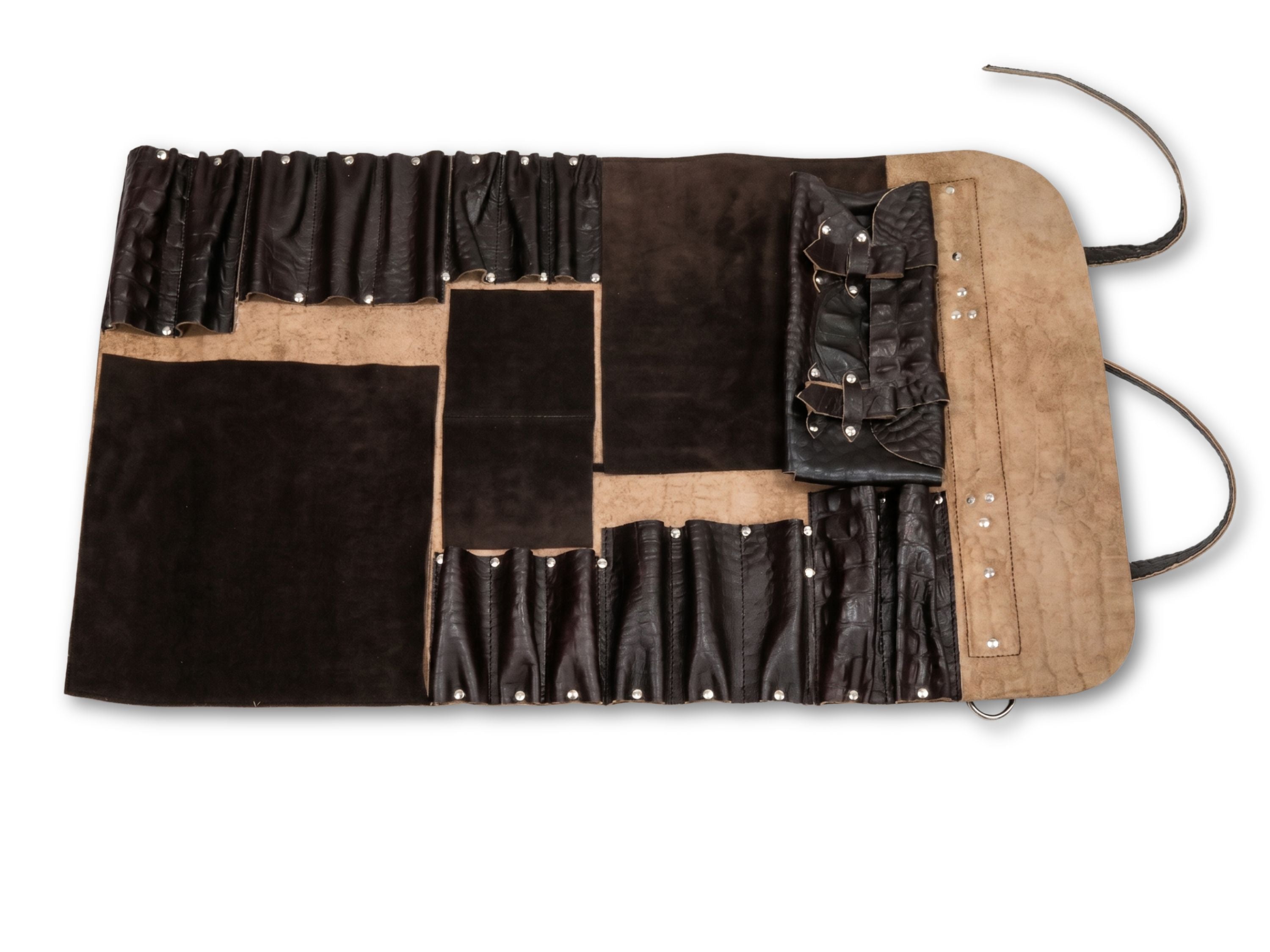 Crocodile real leather knife roll 16 slots of portable cutlery knives bag roll with long stripes kitchen accessories graduation gifts
