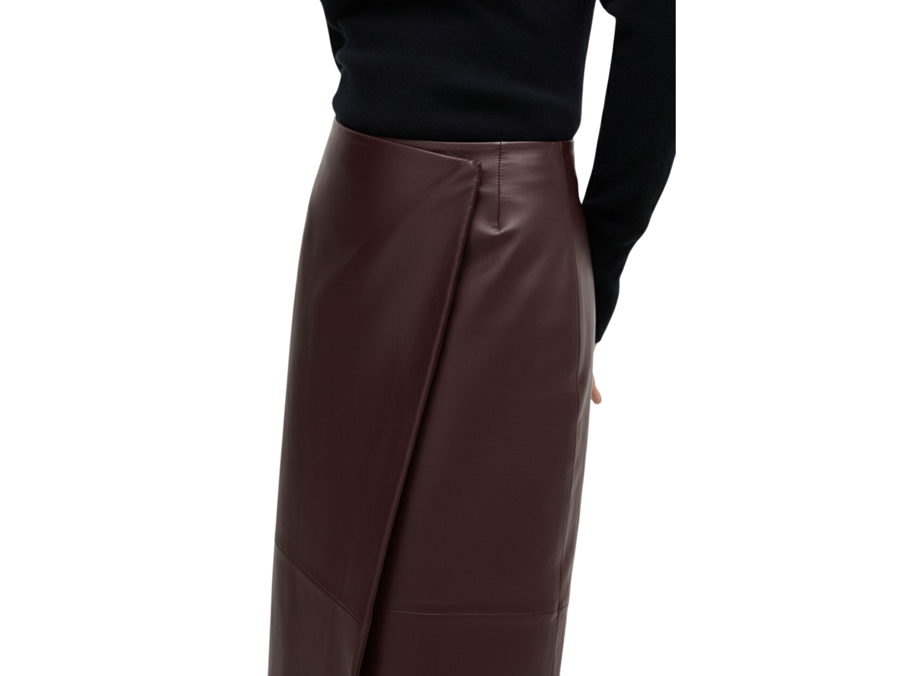 Leather Wrap Skirt Midi style Black, Beige & Burgundy Lamb skin Leather Skirt, Womens Clothing, Christmas Gift luxury corporate gift