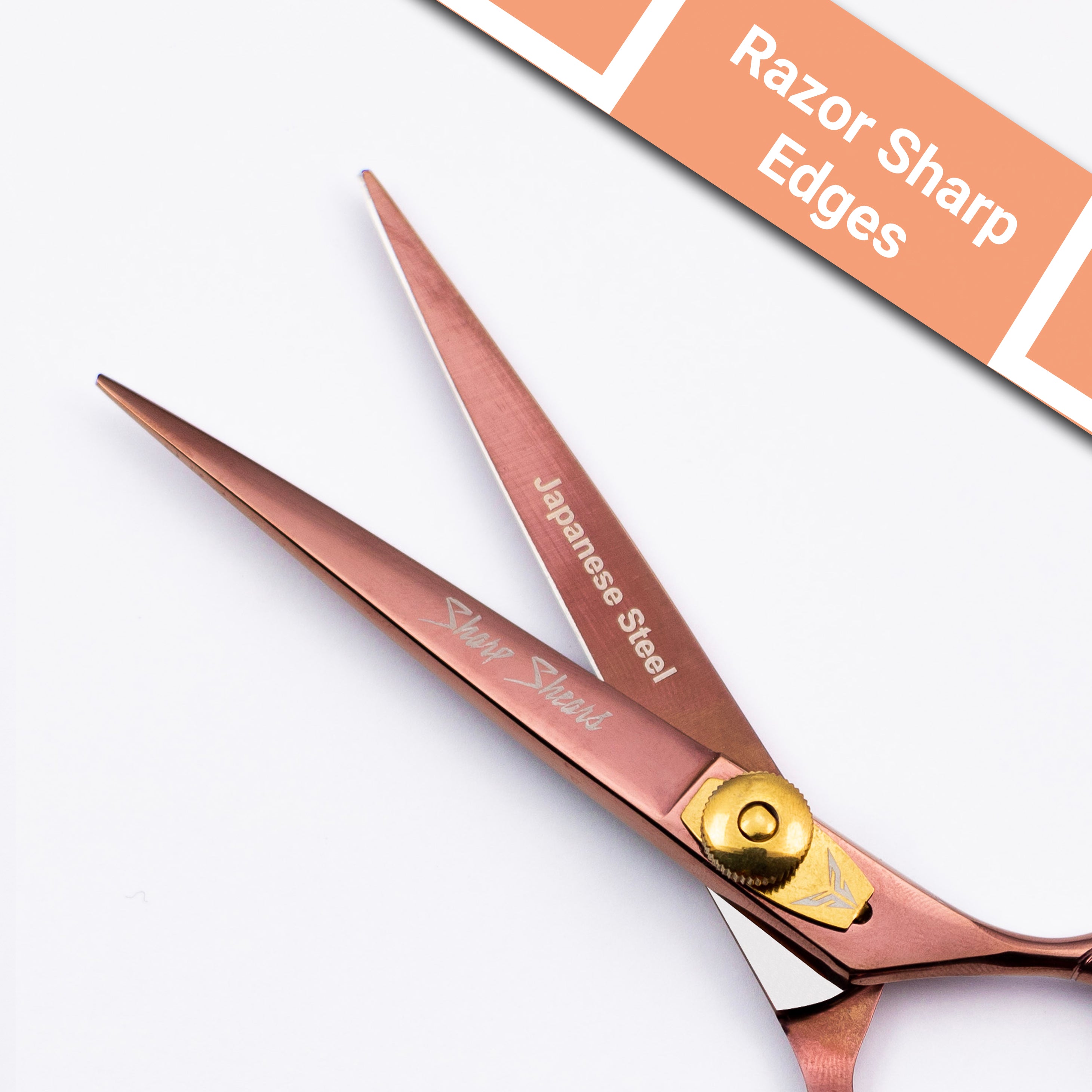 Barber Shears Rose Gold Scissors 6.5" – Japanese Steel Hairdressing Scissors for Stylists & Barbers with Storage Pouch