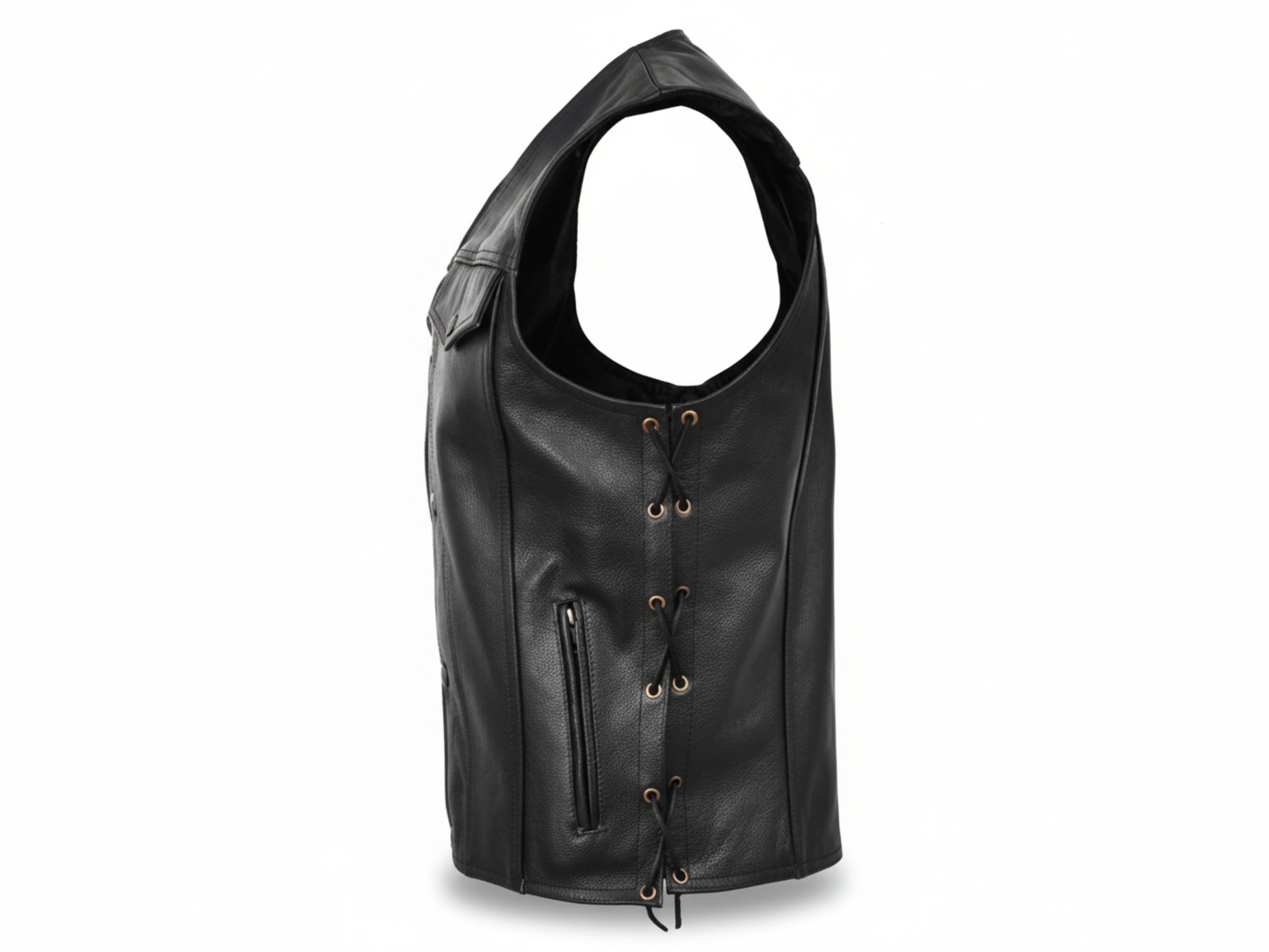 Outlaw Men's Denim style buffalo Leather vest with side laces