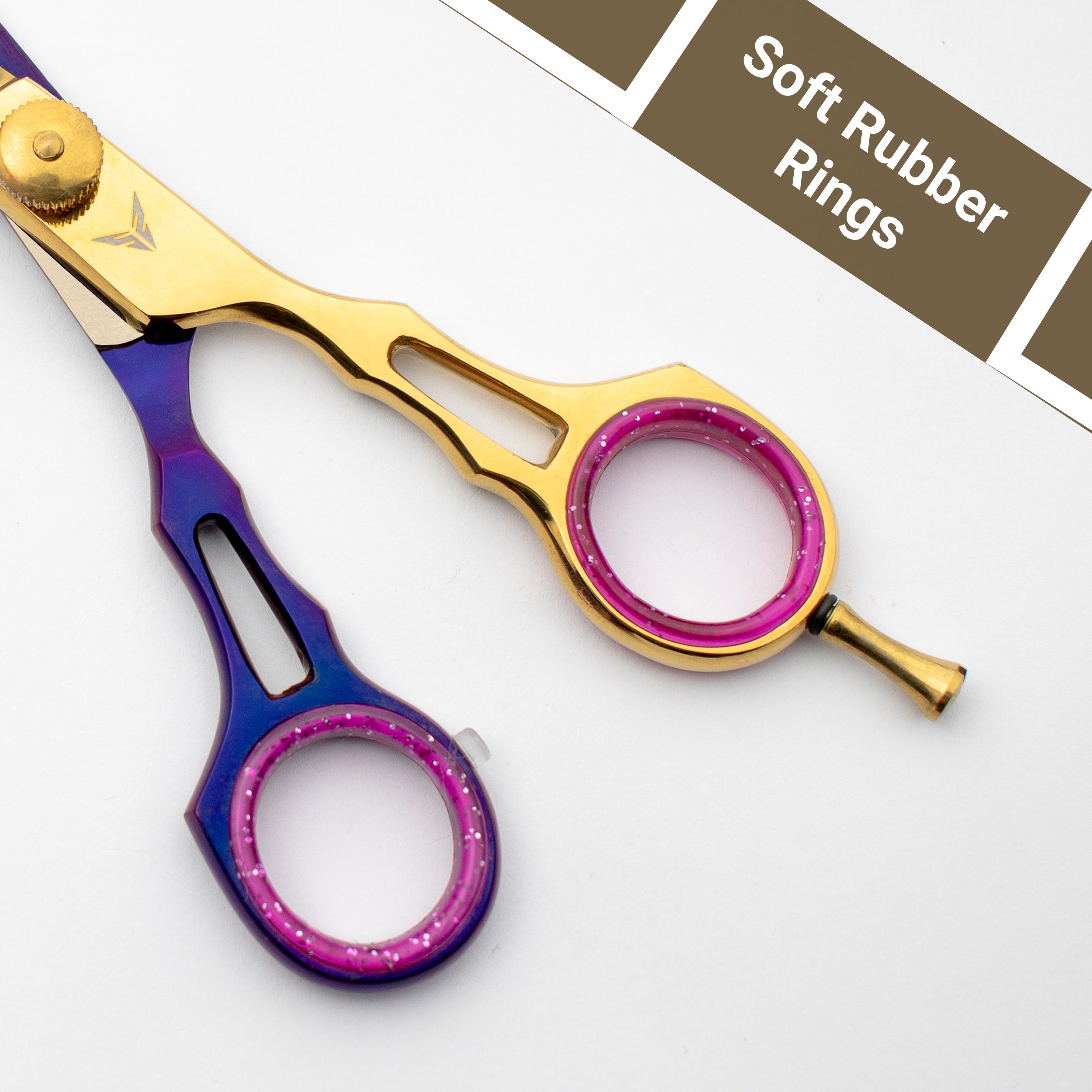 Hairdressing Scissors 6.5" Purple and Gold – Japanese Steel Professional Hair Cutting Shears for Stylists & Barbers with Storage Pouch